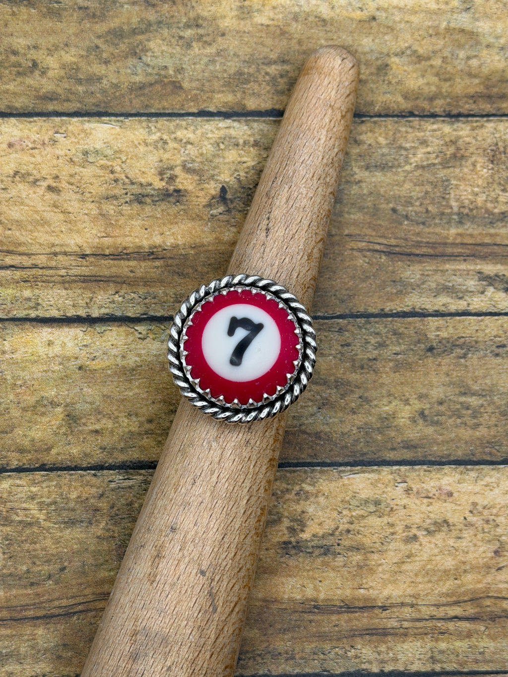 Sheldon-Vintage Billiard Ball Lucky #7 Ring