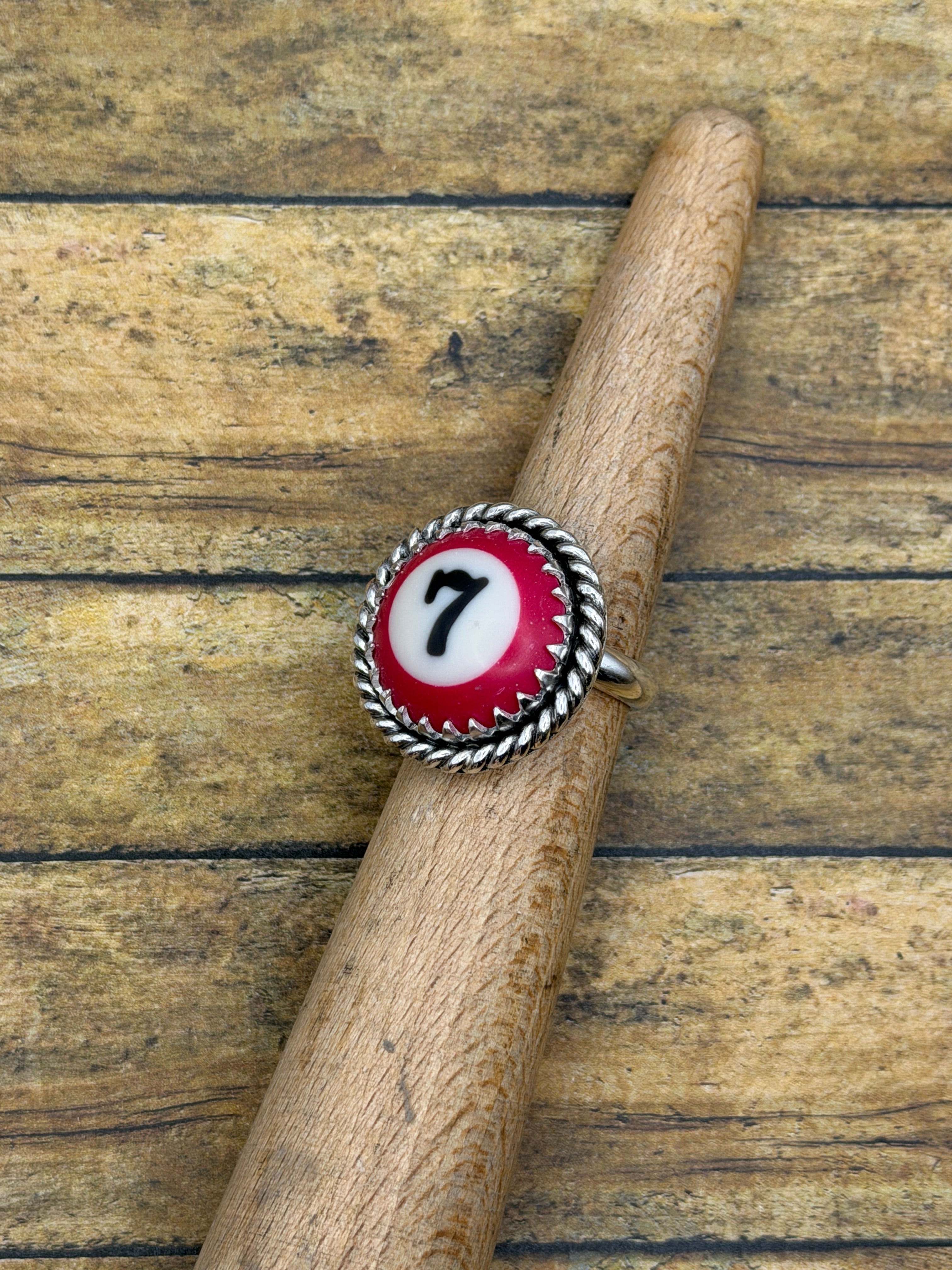Sheldon-Vintage Billiard Ball Lucky #7 Ring