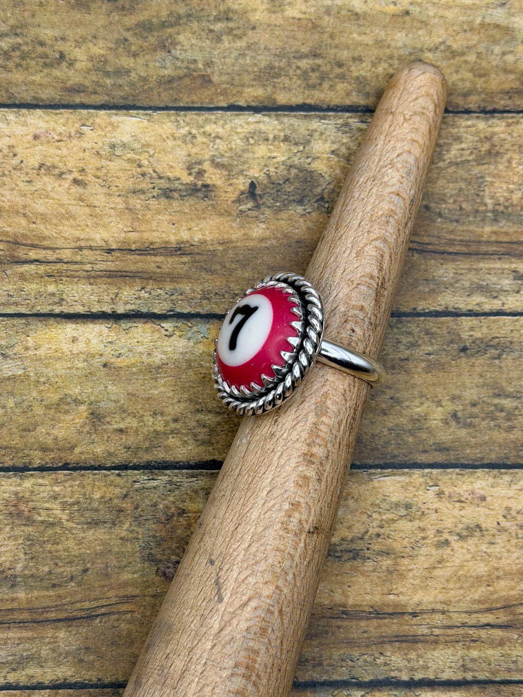 Sheldon-Vintage Billiard Ball Lucky #7 Ring