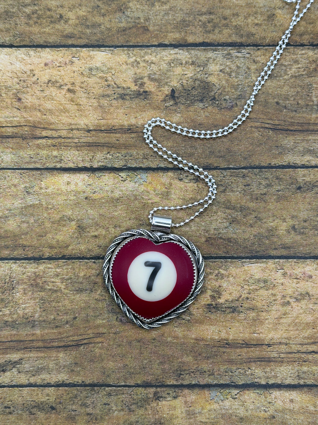 Susie-Small Billiard Ball Lucky #7 Heart Pendant