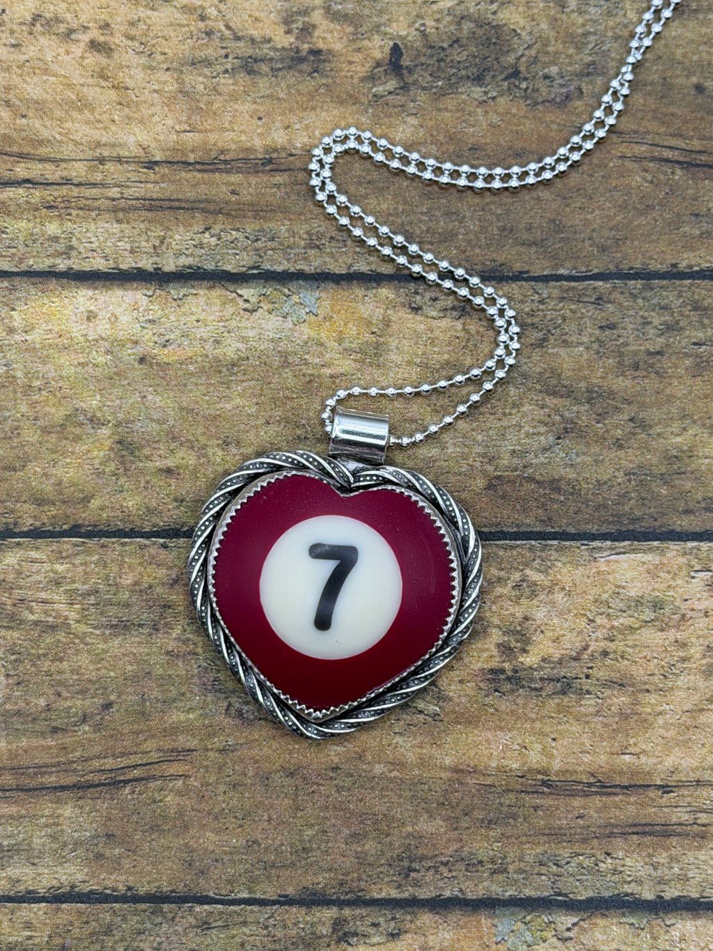 Susie-Small Billiard Ball Lucky #7 Heart Pendant