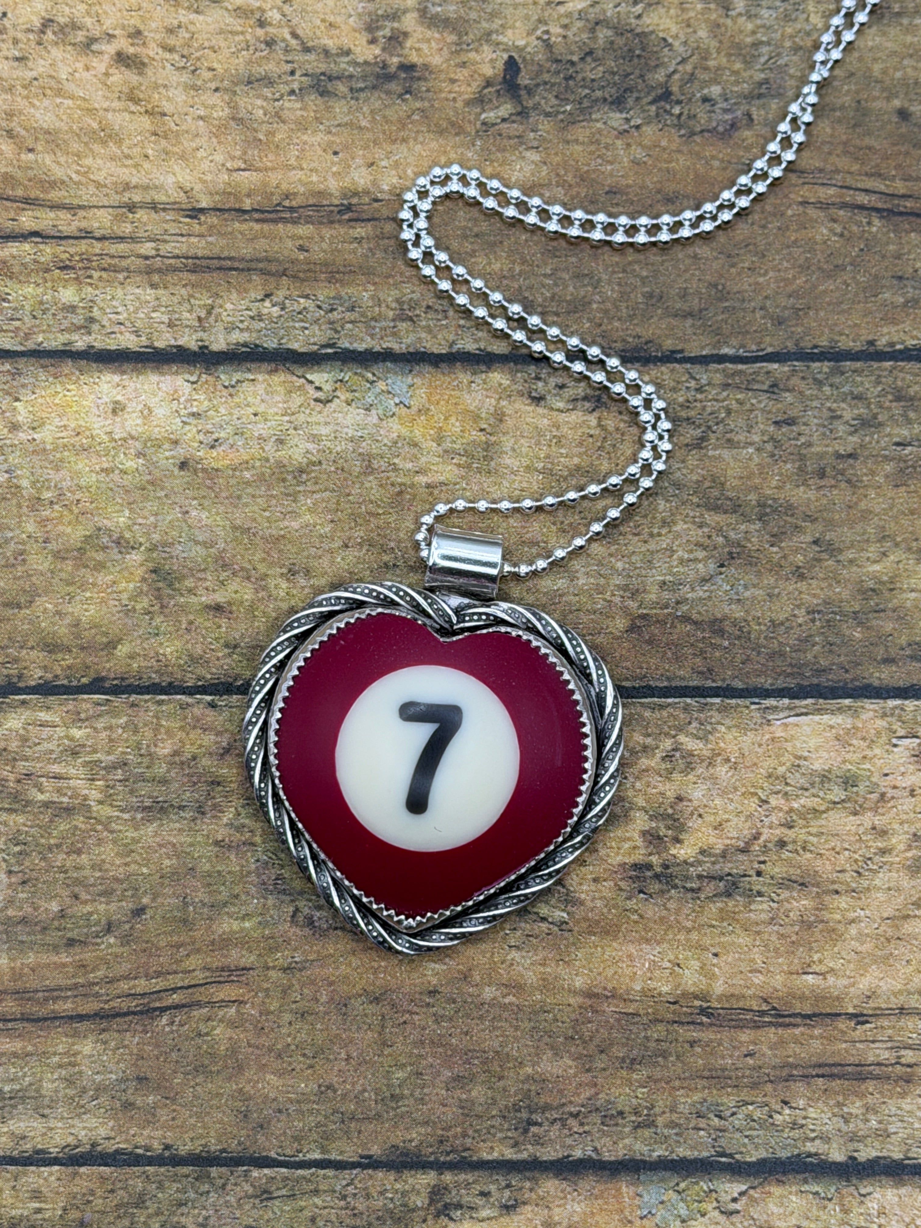 Susie-Small Billiard Ball Lucky #7 Heart Pendant