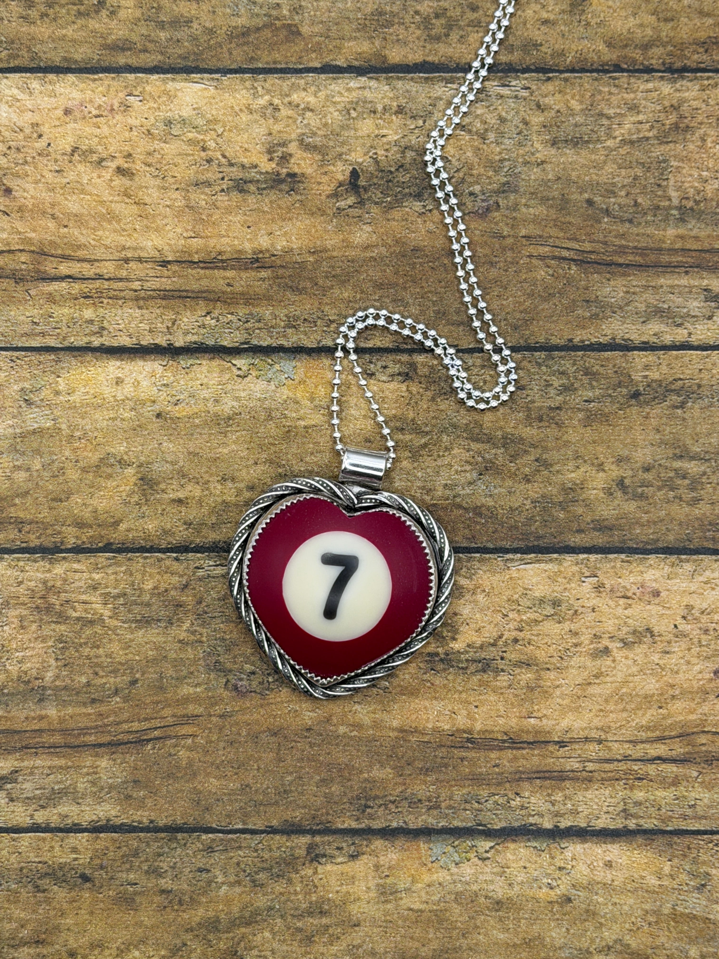 Susie-Small Billiard Ball Lucky #7 Heart Pendant