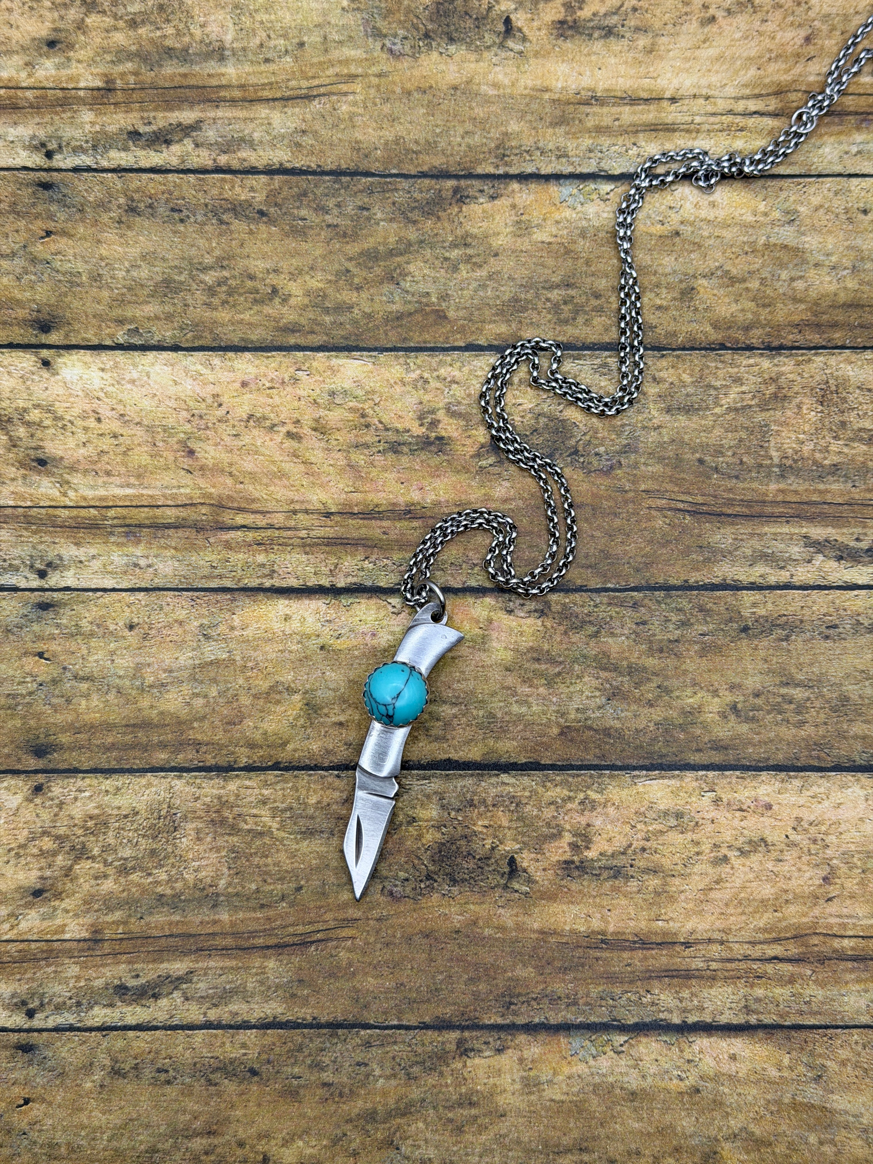 Bradley-Mini Knife with Turquoise Accent Pendant