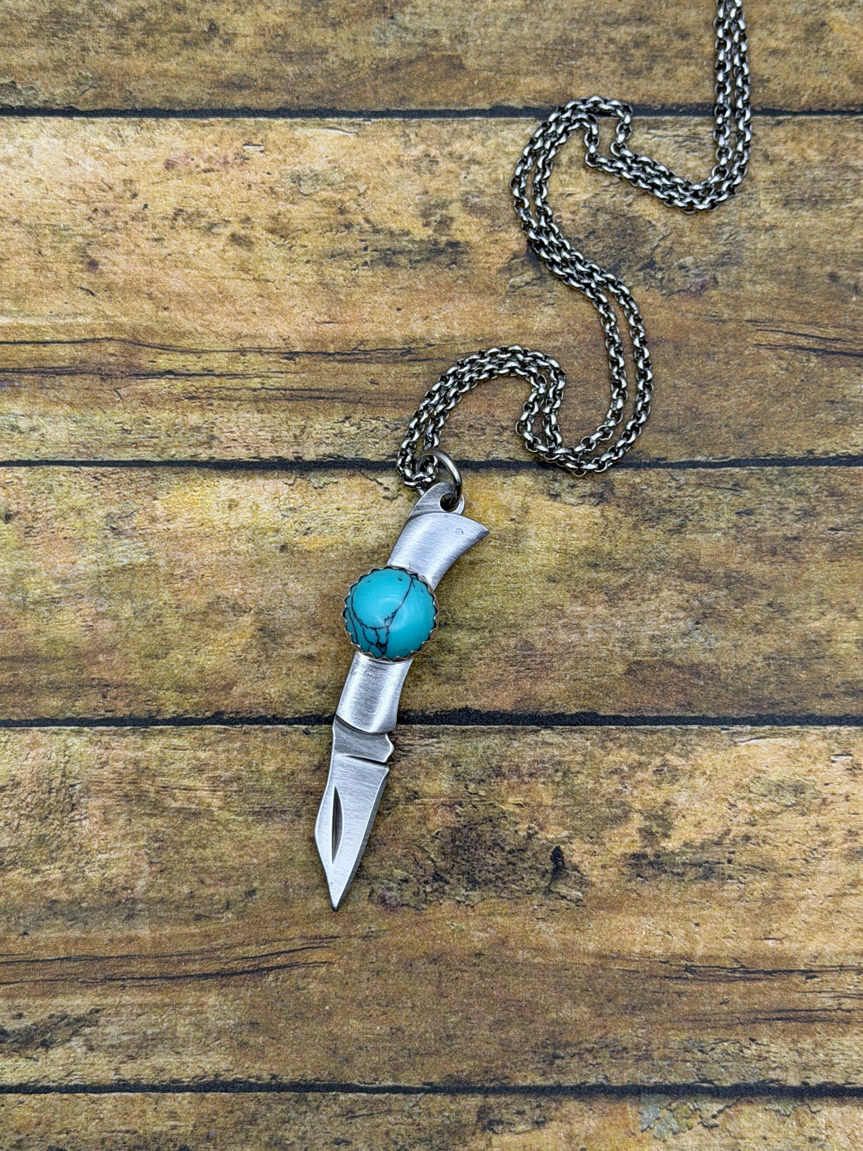 Bradley-Mini Knife with Turquoise Accent Pendant