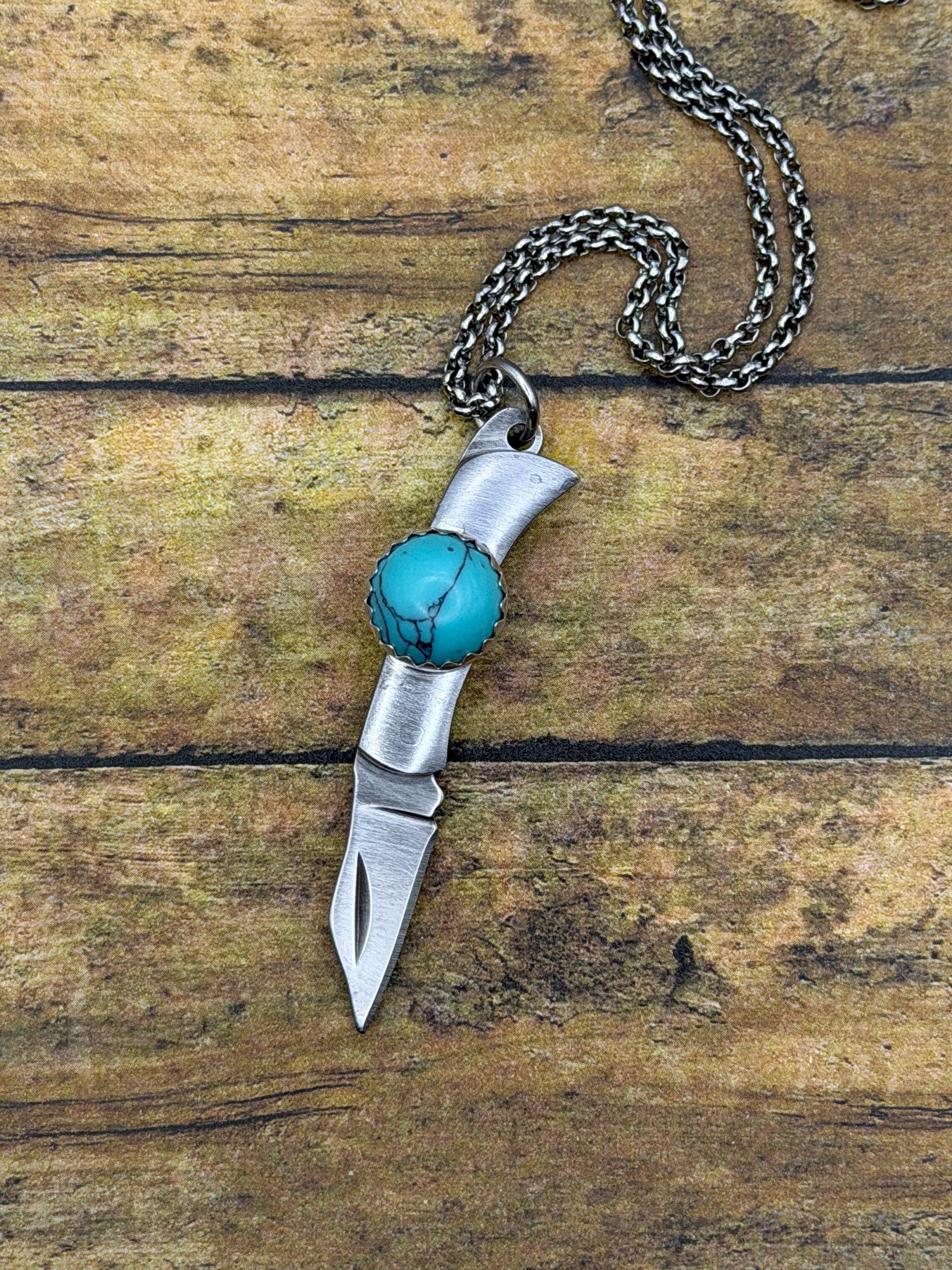 Bradley-Mini Knife with Turquoise Accent Pendant