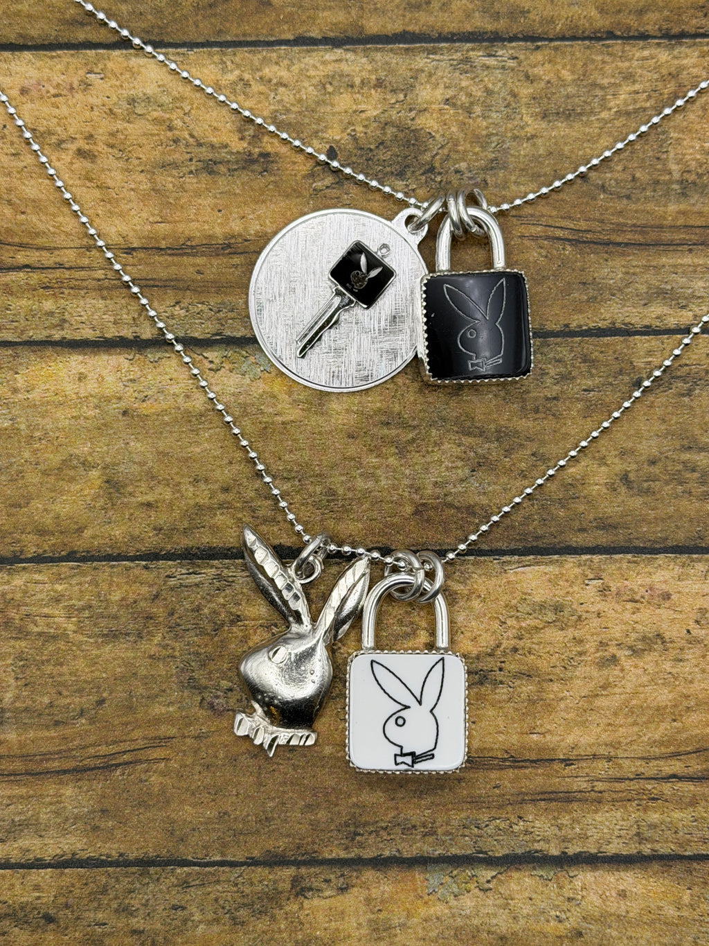 Playboy-Trustone Playboy Faux Lock and Bunny Key Charm Pendant