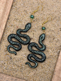 Salem-Shimmer Snake Earrings: Handmade, Hand-Painted Polymer Clay
