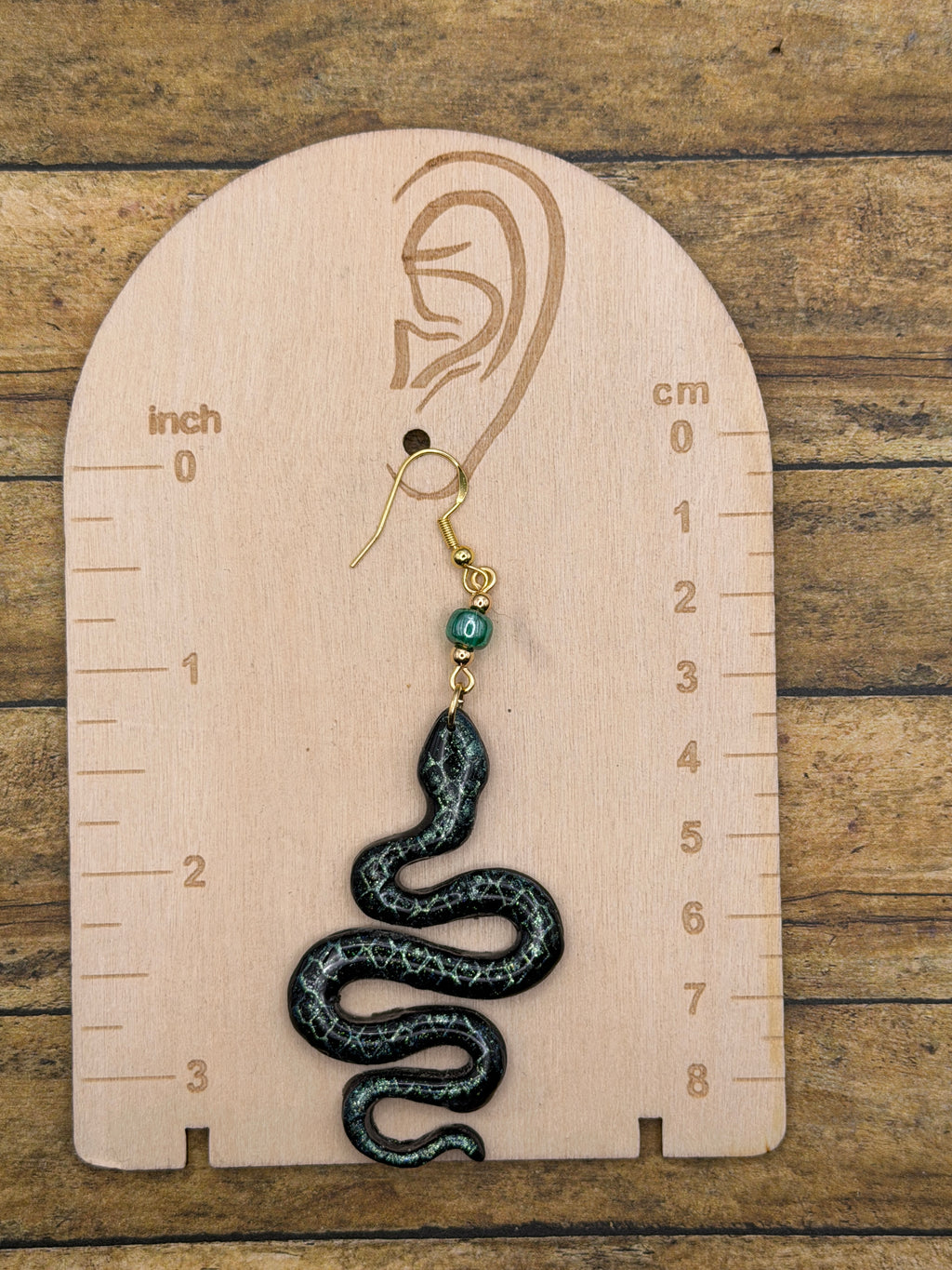 Salem-Shimmer Snake Earrings: Handmade, Hand-Painted Polymer Clay