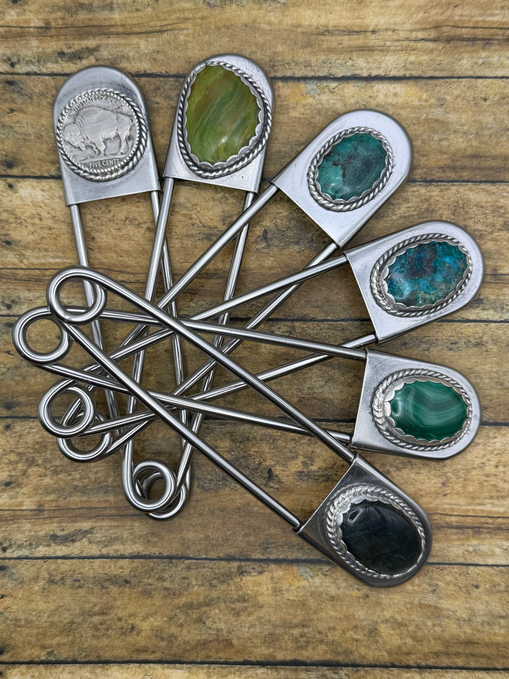 Buffalo-Jumbo Safety Pin Keychain with Buffalo Nickle 1936