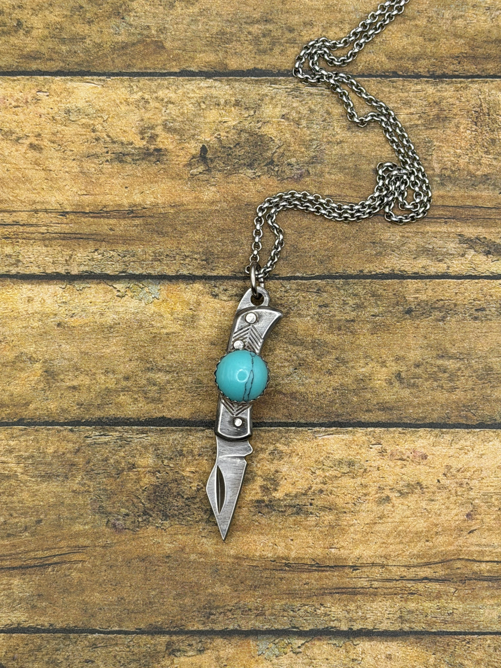 Beckett-Mini Knife with Turquoise Accent Pendant