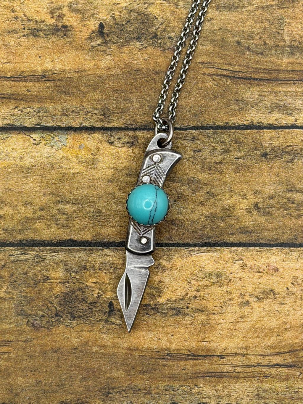 Beckett-Mini Knife with Turquoise Accent Pendant
