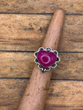 Essie-Pink Chalcedony Heart Ring with Chain Detail