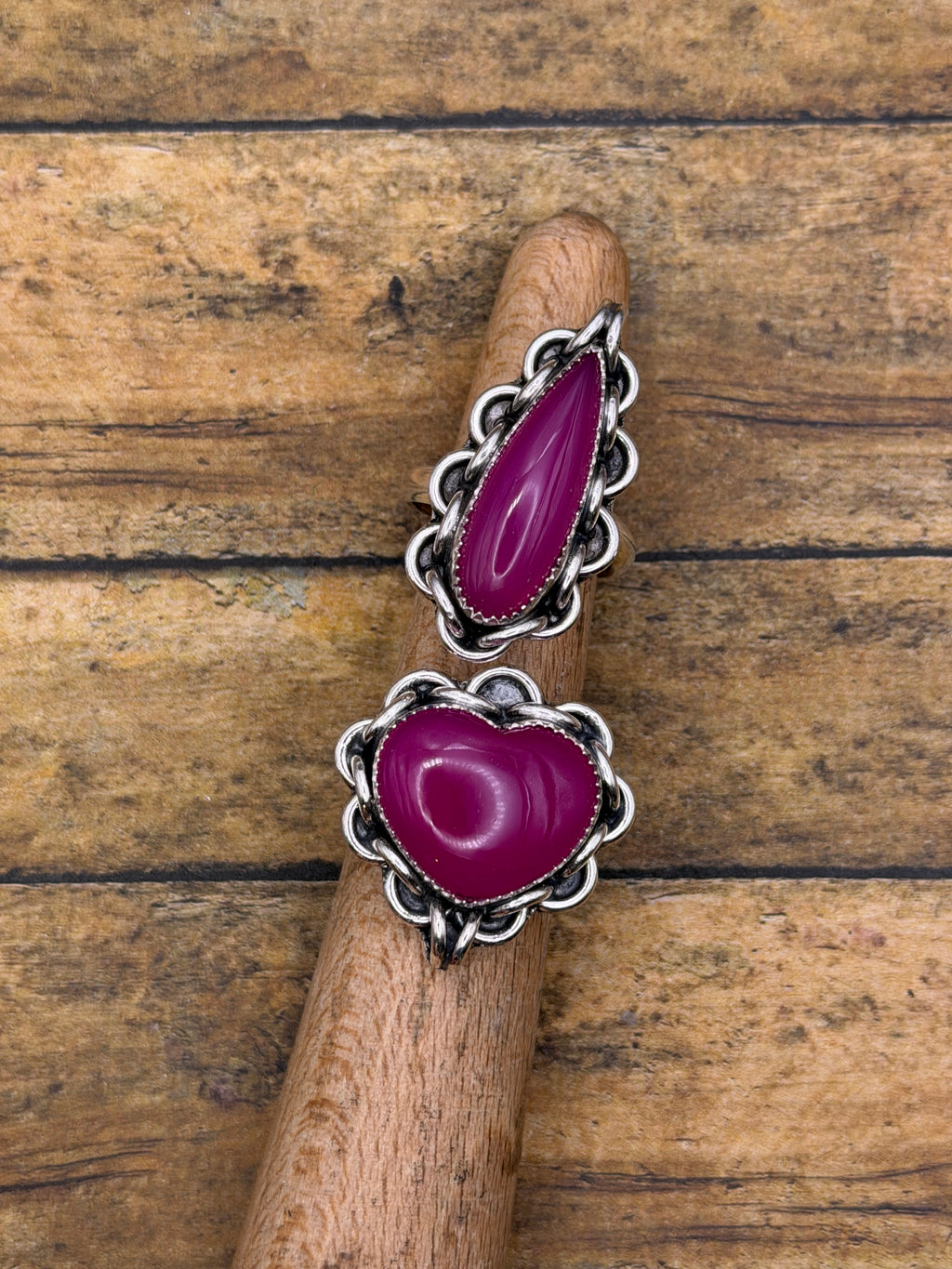Ella-Pink Chalcedony Teardrop Ring with Chain Detail