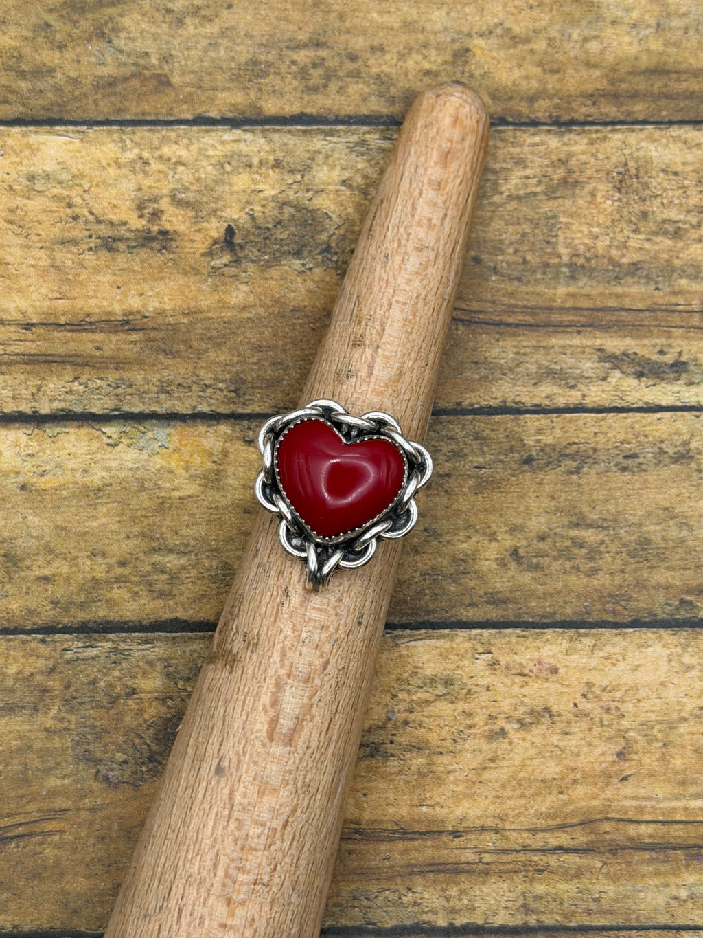 Renee-Red Rosarita Heart Ring with Chain Detail