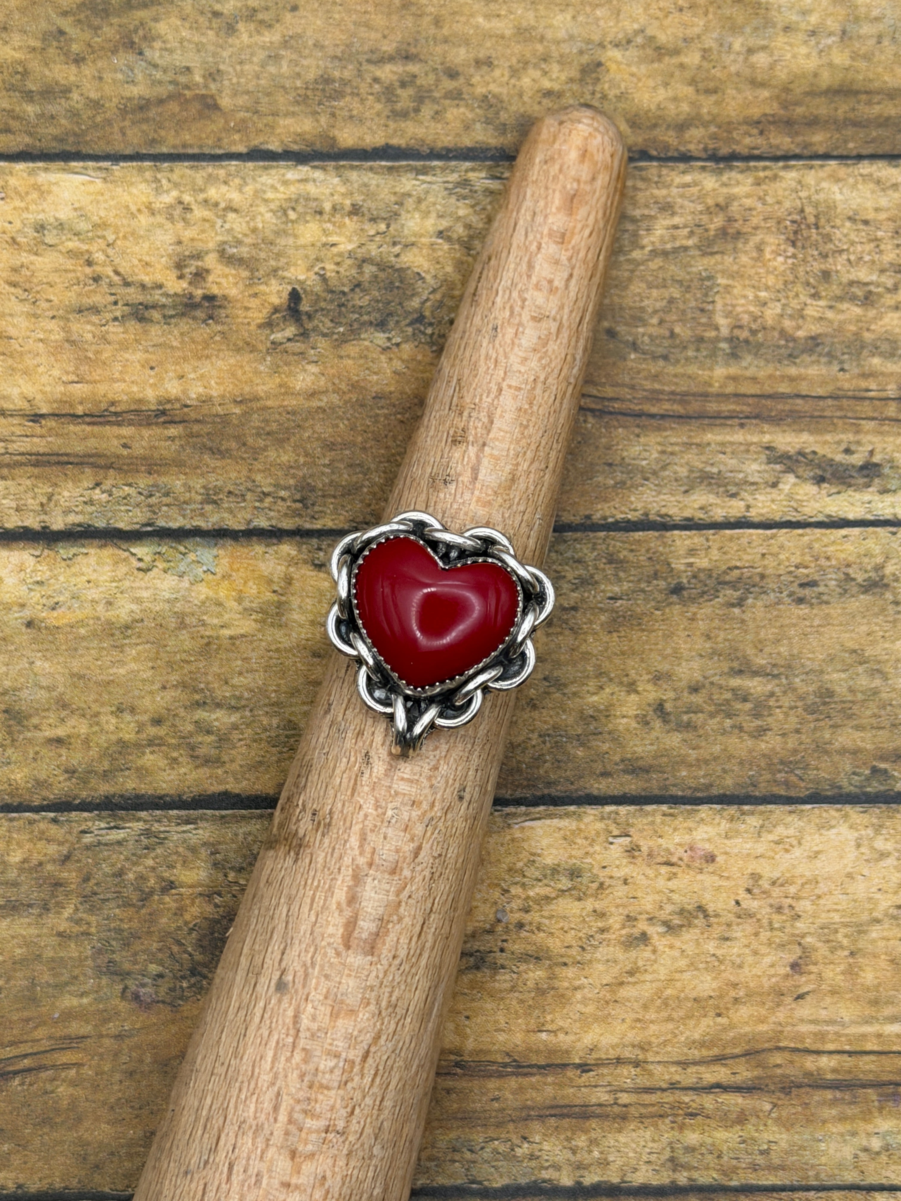 Renee-Red Rosarita Heart Ring with Chain Detail