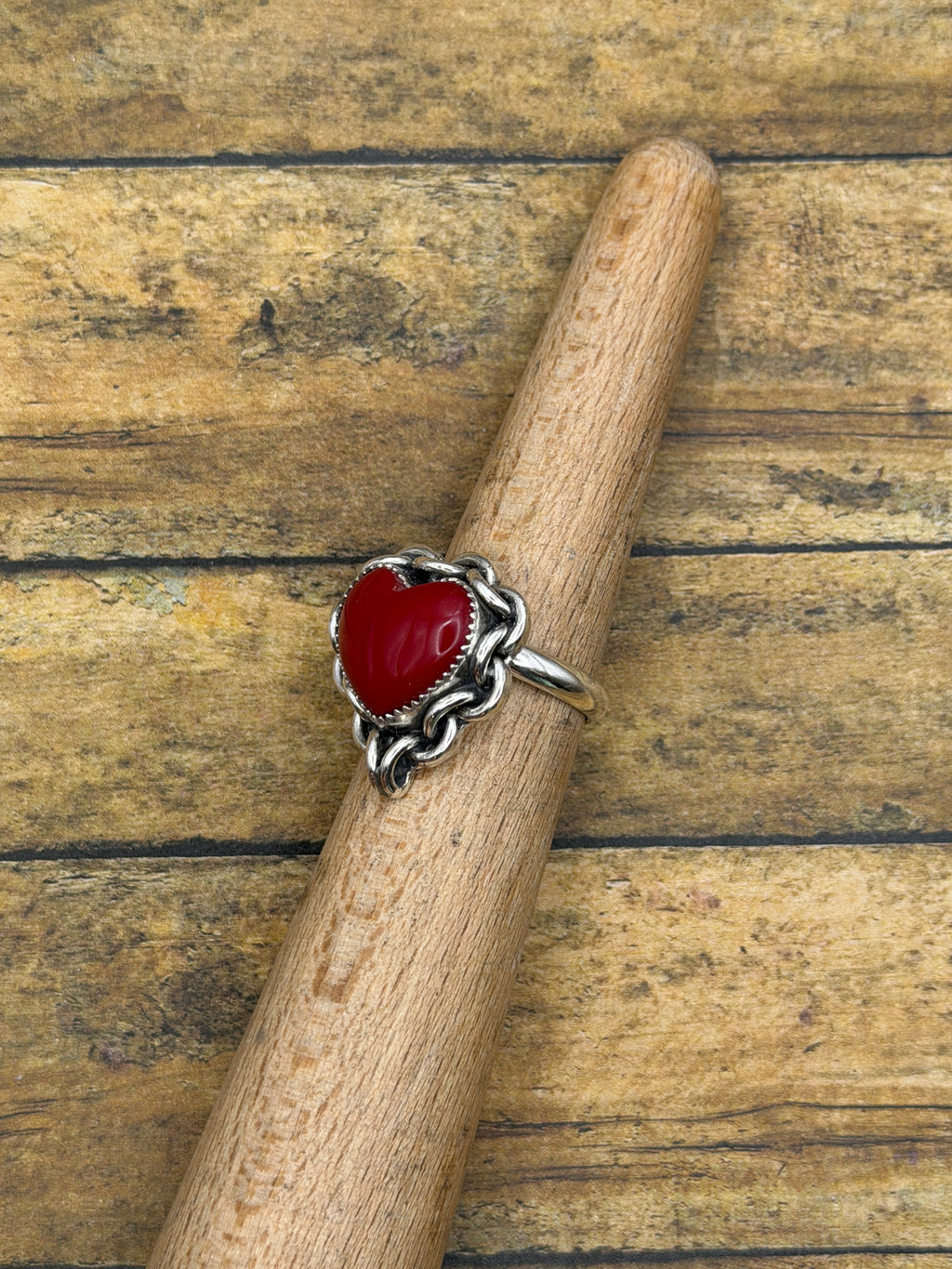 Renee-Red Rosarita Heart Ring with Chain Detail