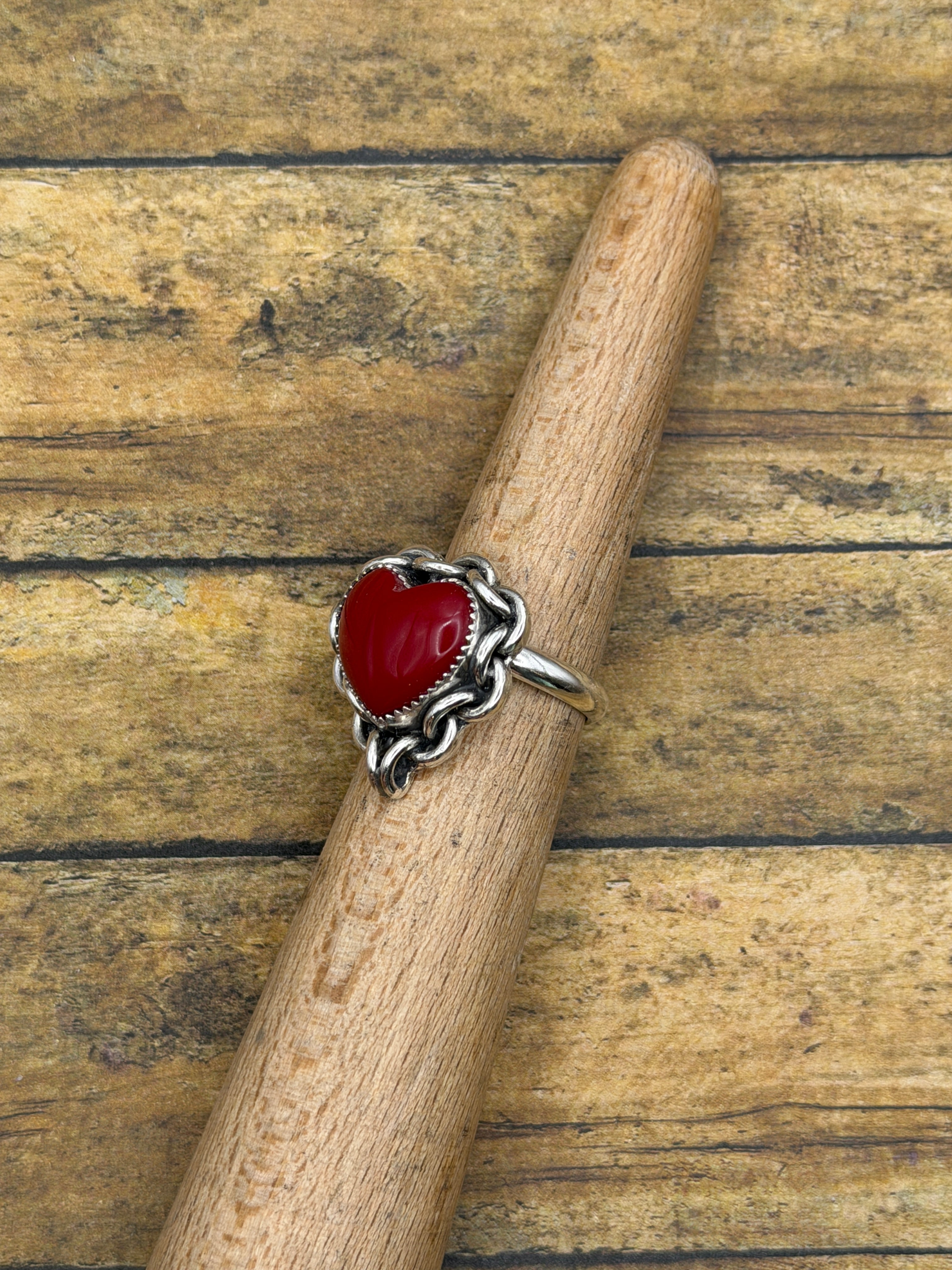 Renee-Red Rosarita Heart Ring with Chain Detail