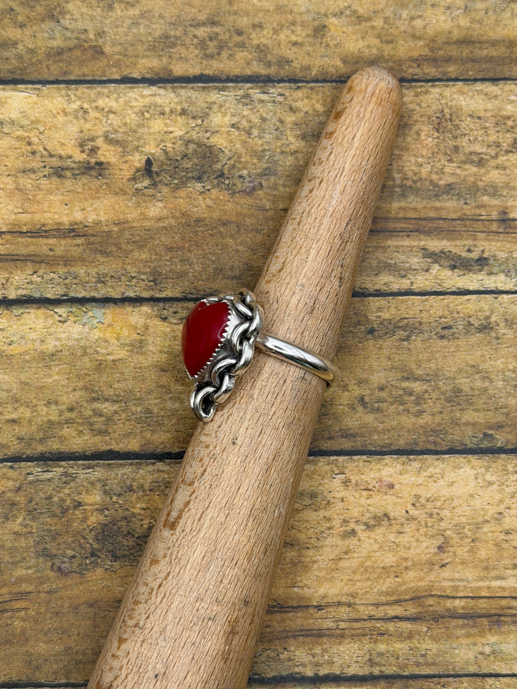 Renee-Red Rosarita Heart Ring with Chain Detail