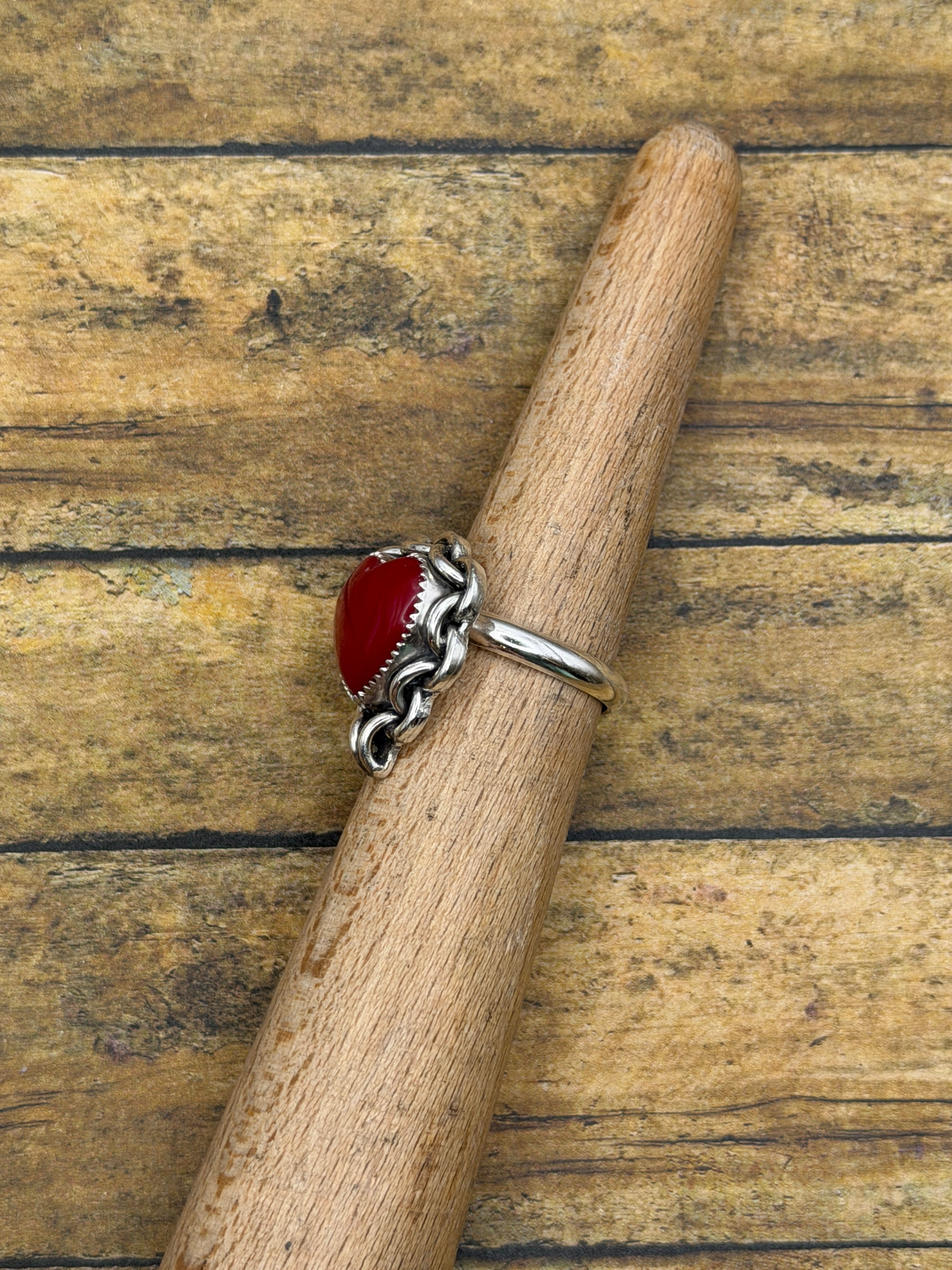 Renee-Red Rosarita Heart Ring with Chain Detail
