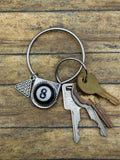 Syrus-Round Safety Pin Keychain with Billiard 8-Ball Detail