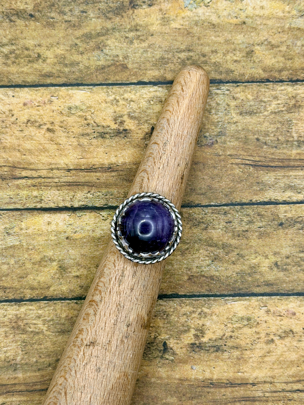 Karina-Purple Amethyst Spider Web Statement Ring
