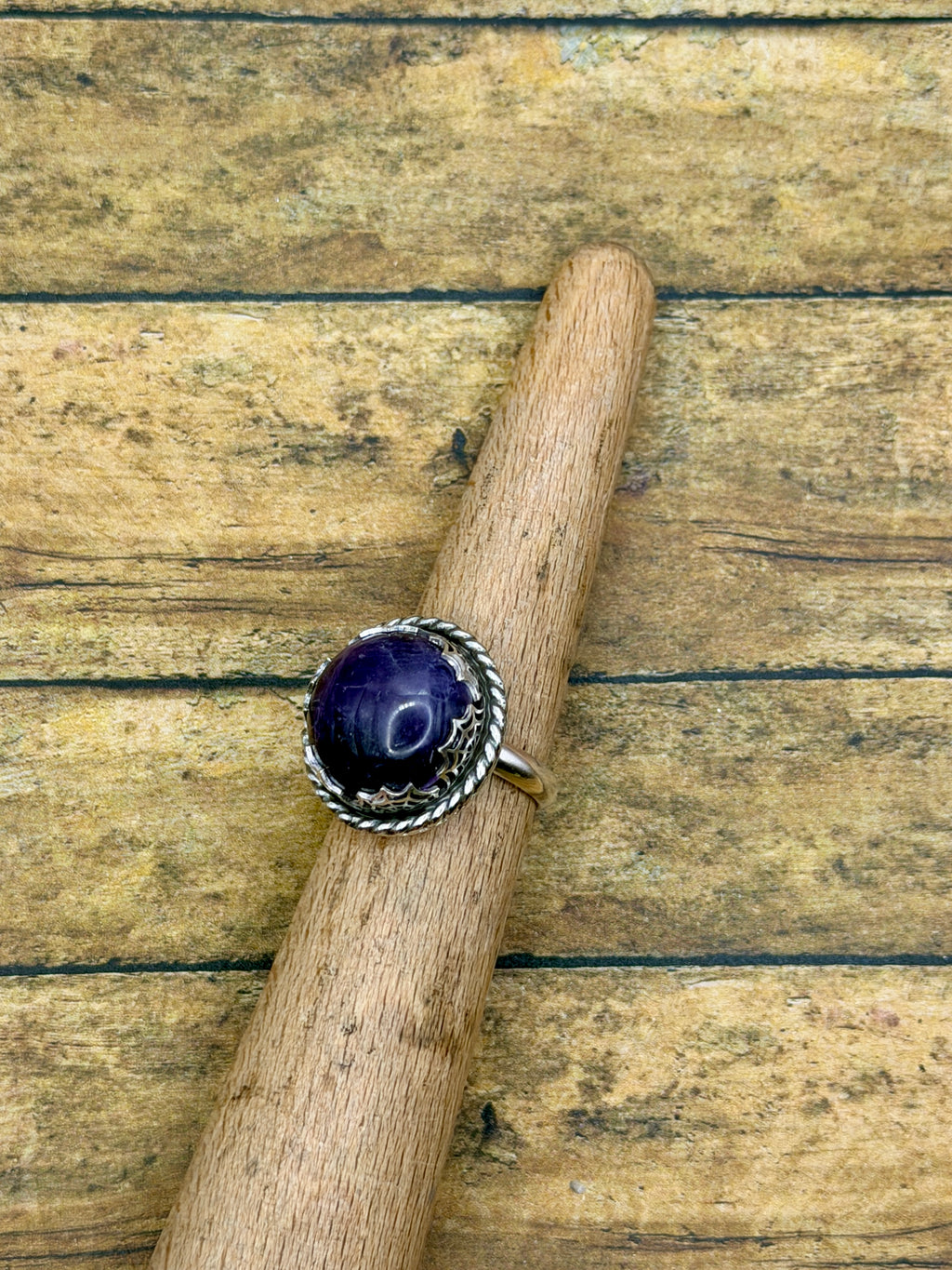 Karina-Purple Amethyst Spider Web Statement Ring