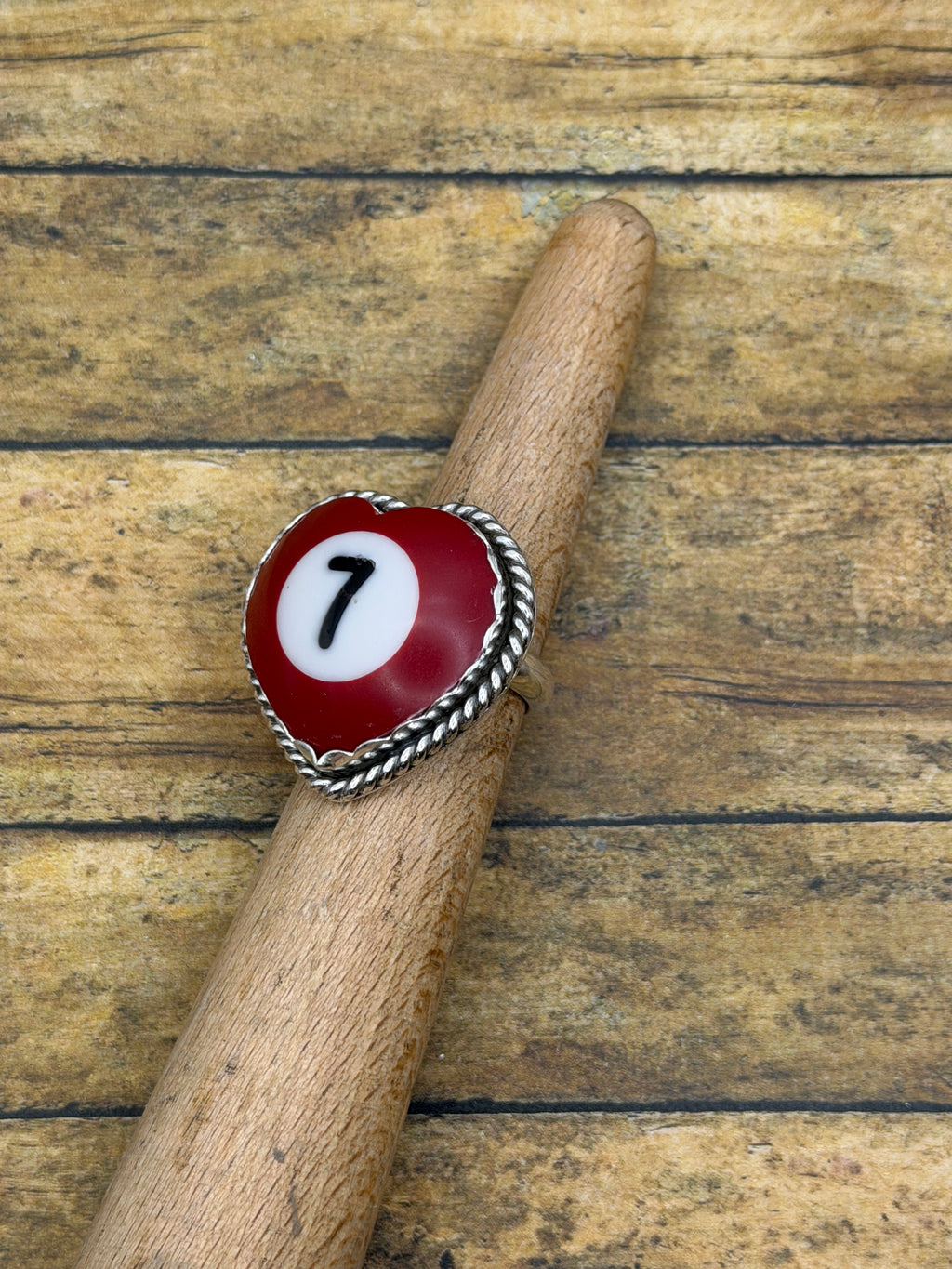 Steph-Billiard Ball Lucky #7 Heart Ring