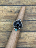 Luca-Black Onyx and Turquoise Spade Ring