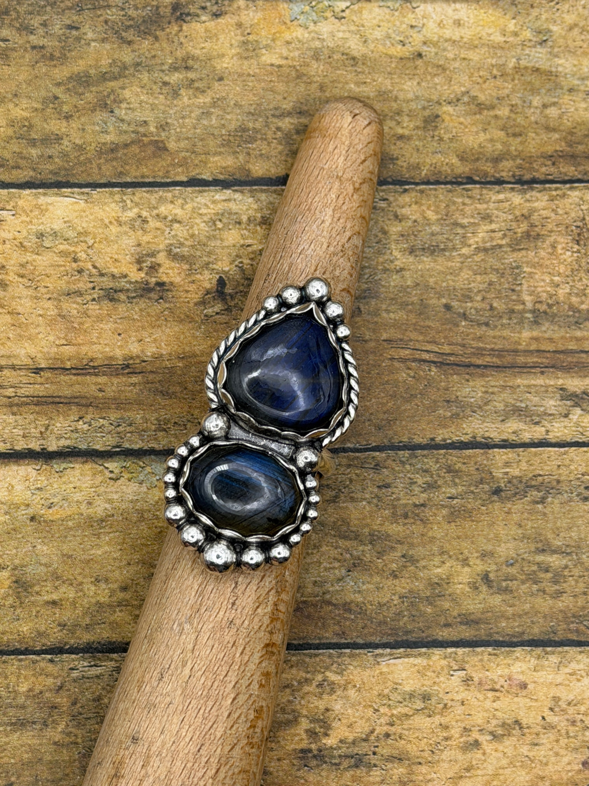 Hannah-Labradorite Double Gemstone Statement Ring