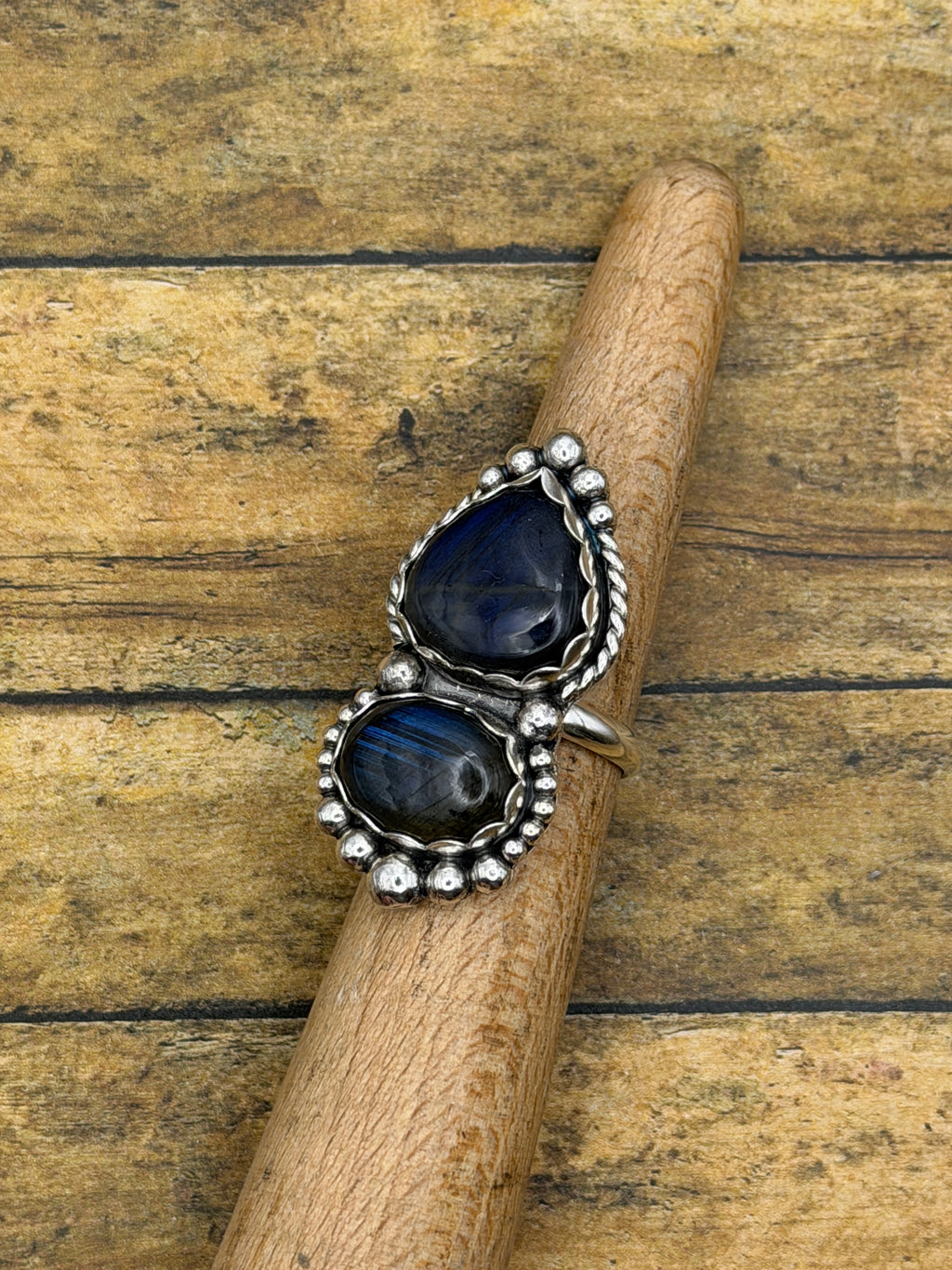Hannah-Labradorite Double Gemstone Statement Ring