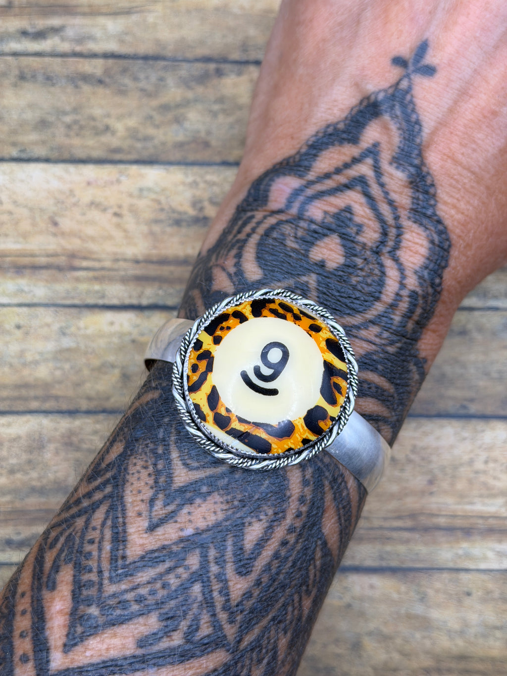 Simona-Limited Edition Leopard Billiard Ball #9 Cuff