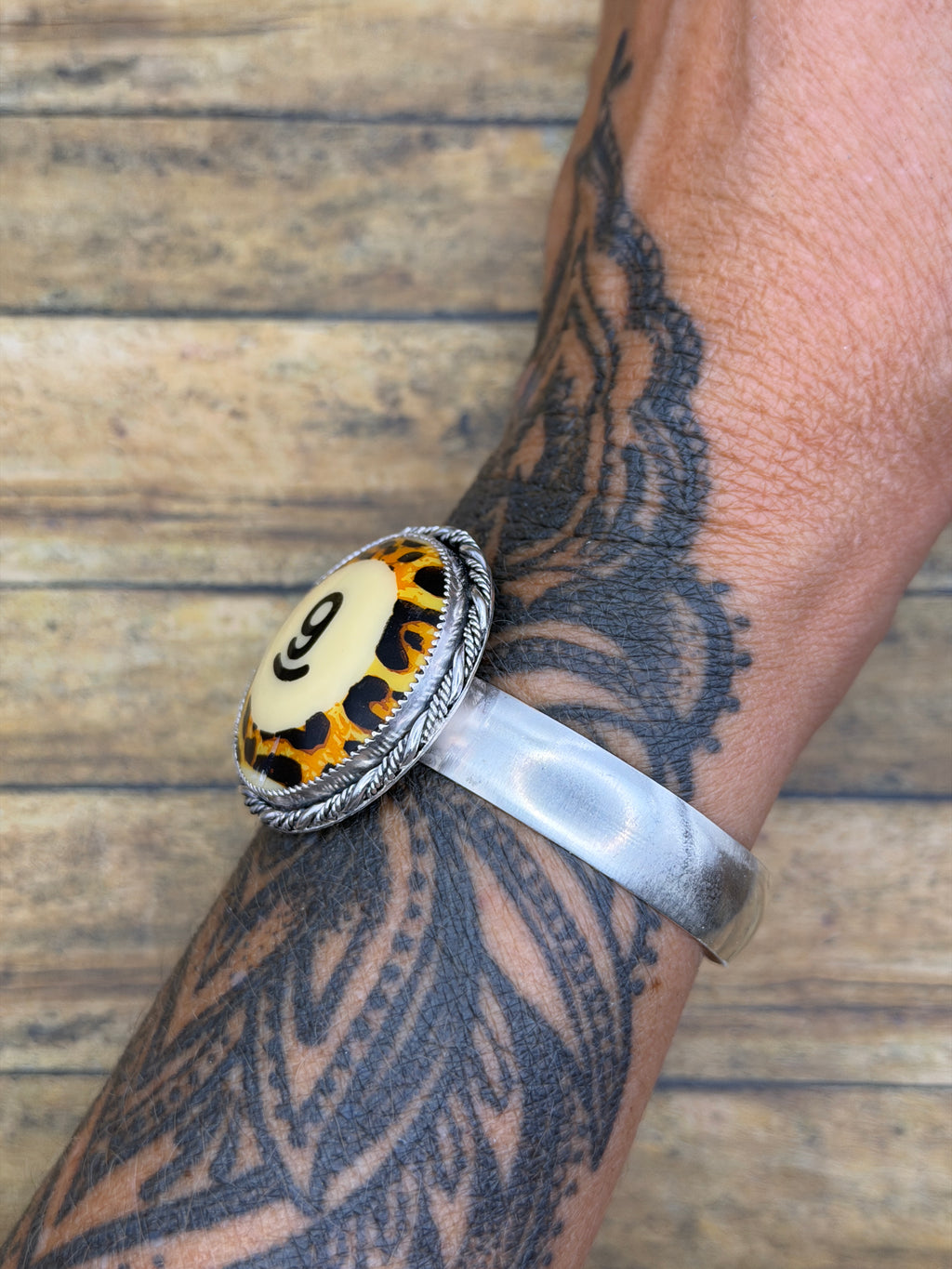 Simona-Limited Edition Leopard Billiard Ball #9 Cuff