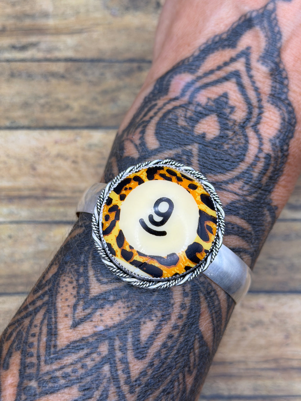 Simona-Limited Edition Leopard Billiard Ball #9 Cuff
