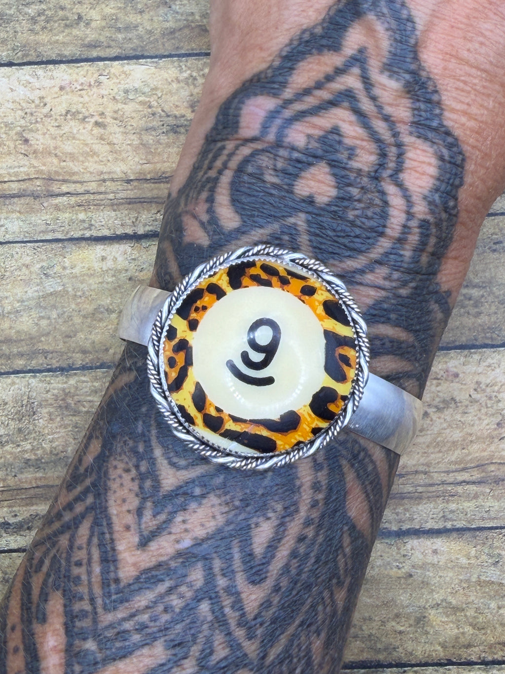 Simona-Limited Edition Leopard Billiard Ball #9 Cuff