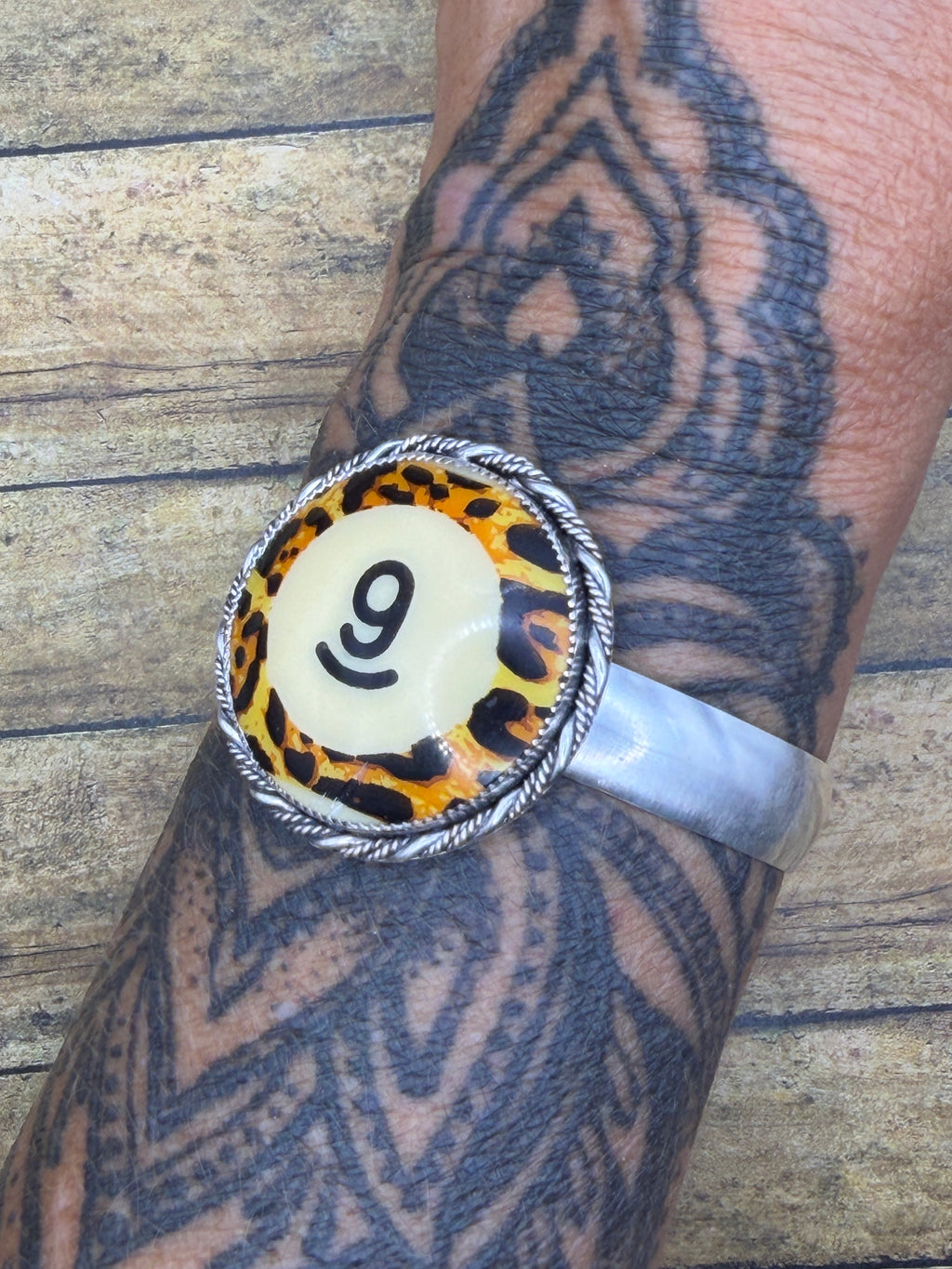 Simona-Limited Edition Leopard Billiard Ball #9 Cuff