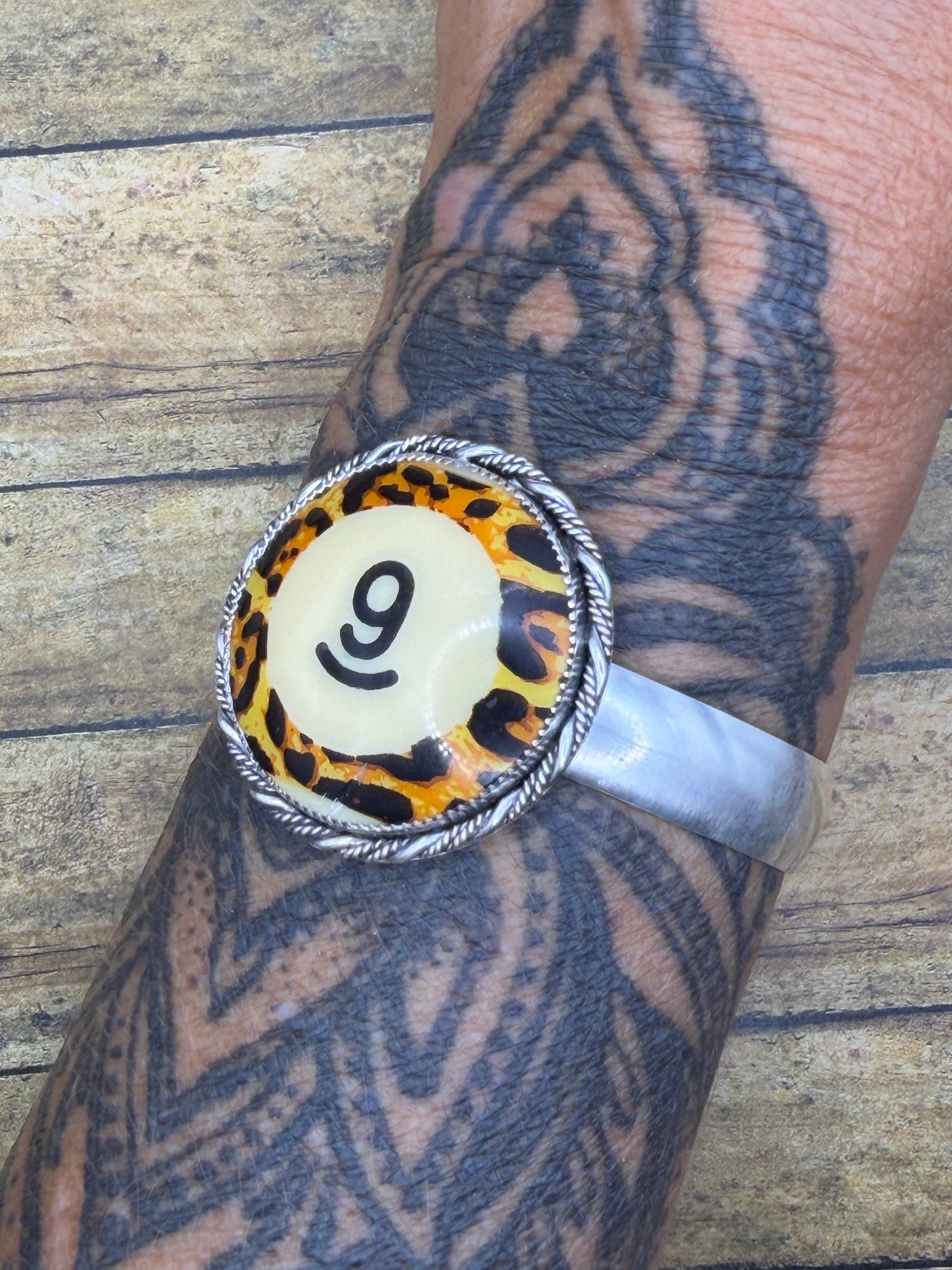 Simona-Limited Edition Leopard Billiard Ball #9 Cuff
