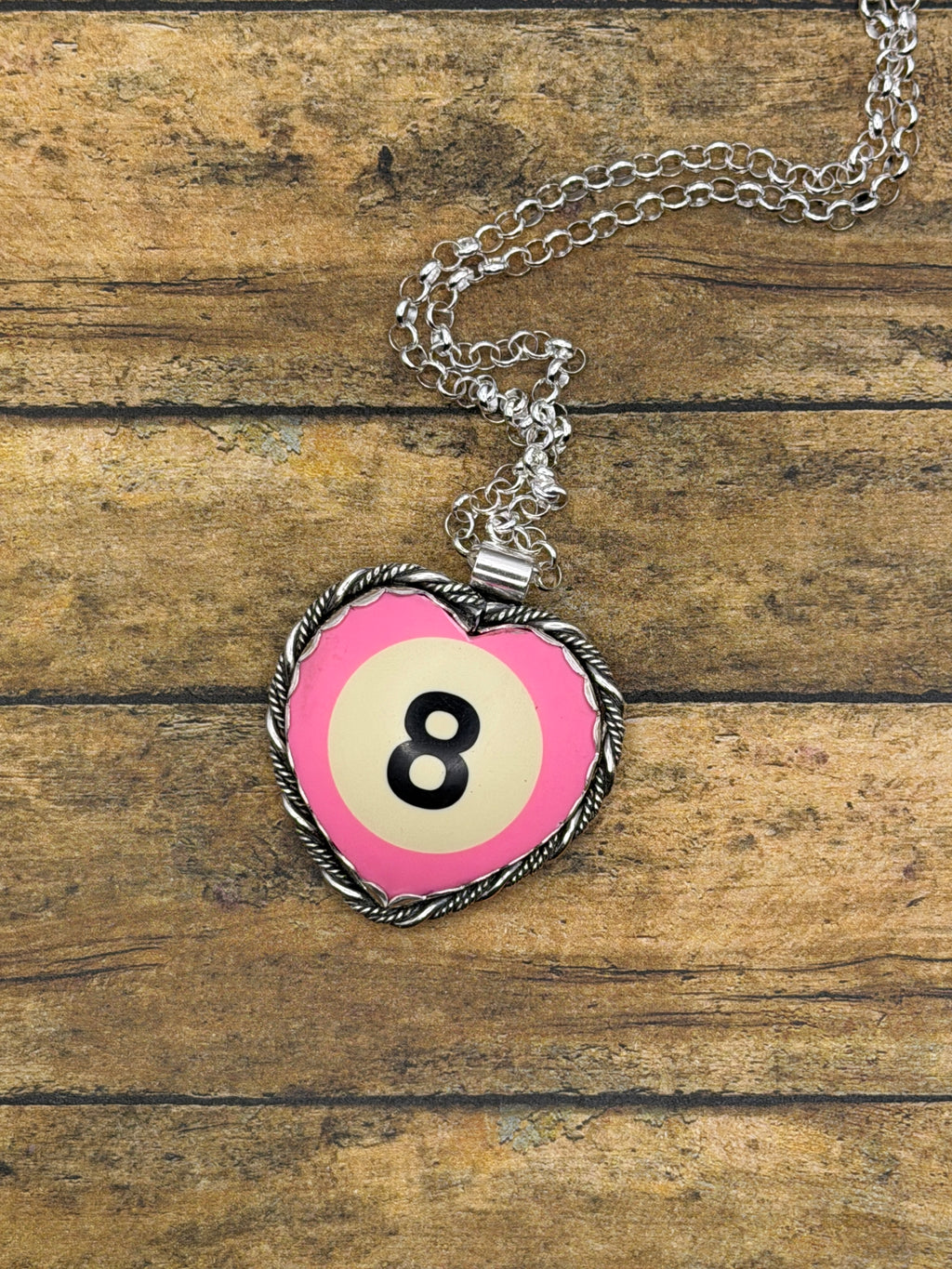 Scotty-Unique Pink Billiard 8-Ball Heart Pendant