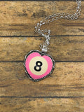 Scotty-Unique Pink Billiard 8-Ball Heart Pendant
