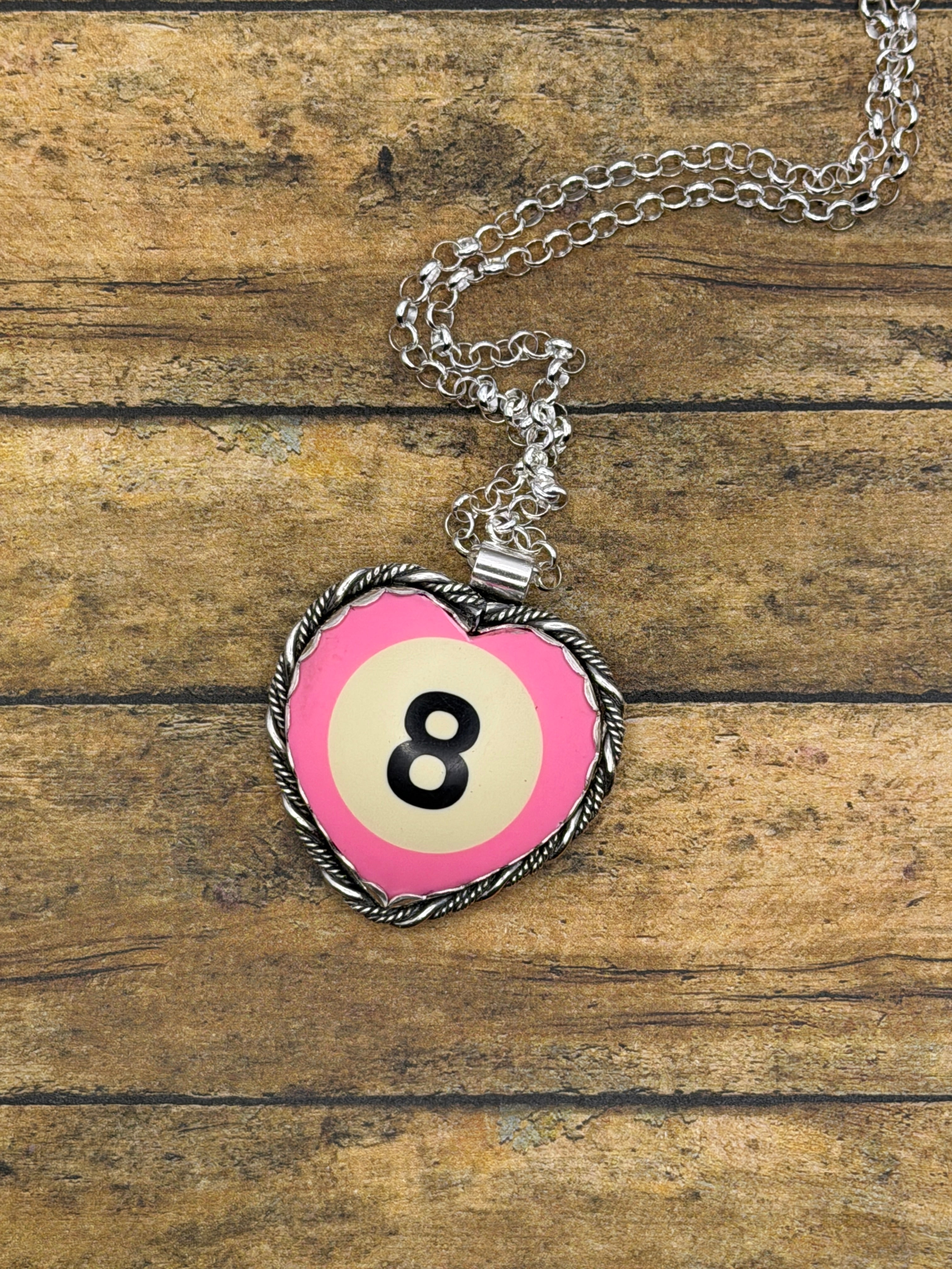 Scotty-Unique Pink Billiard 8-Ball Heart Pendant