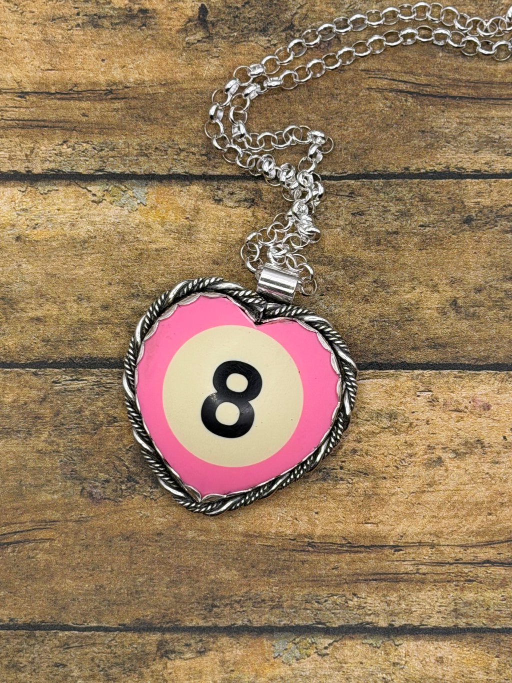 Scotty-Unique Pink Billiard 8-Ball Heart Pendant