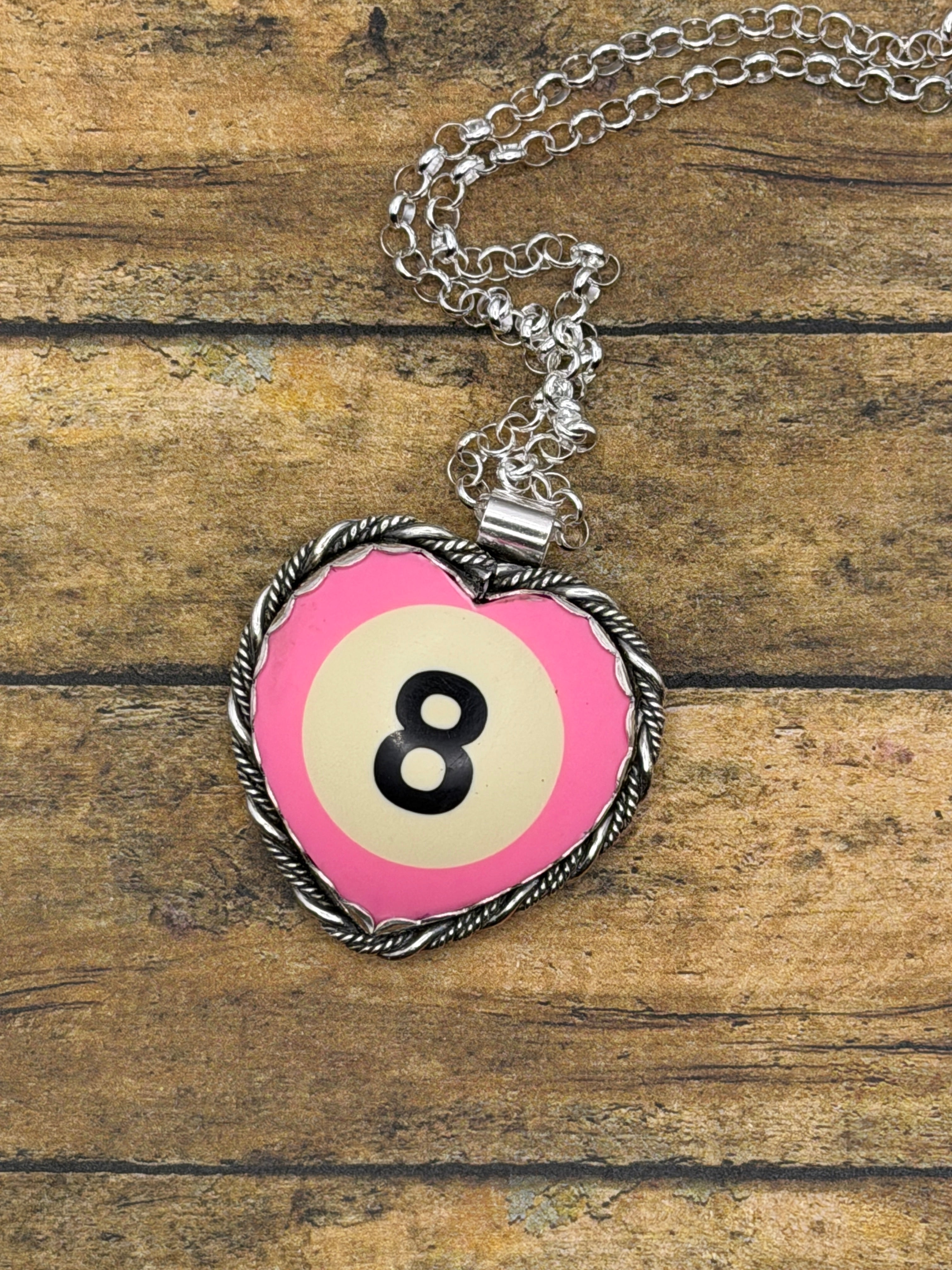 Scotty-Unique Pink Billiard 8-Ball Heart Pendant