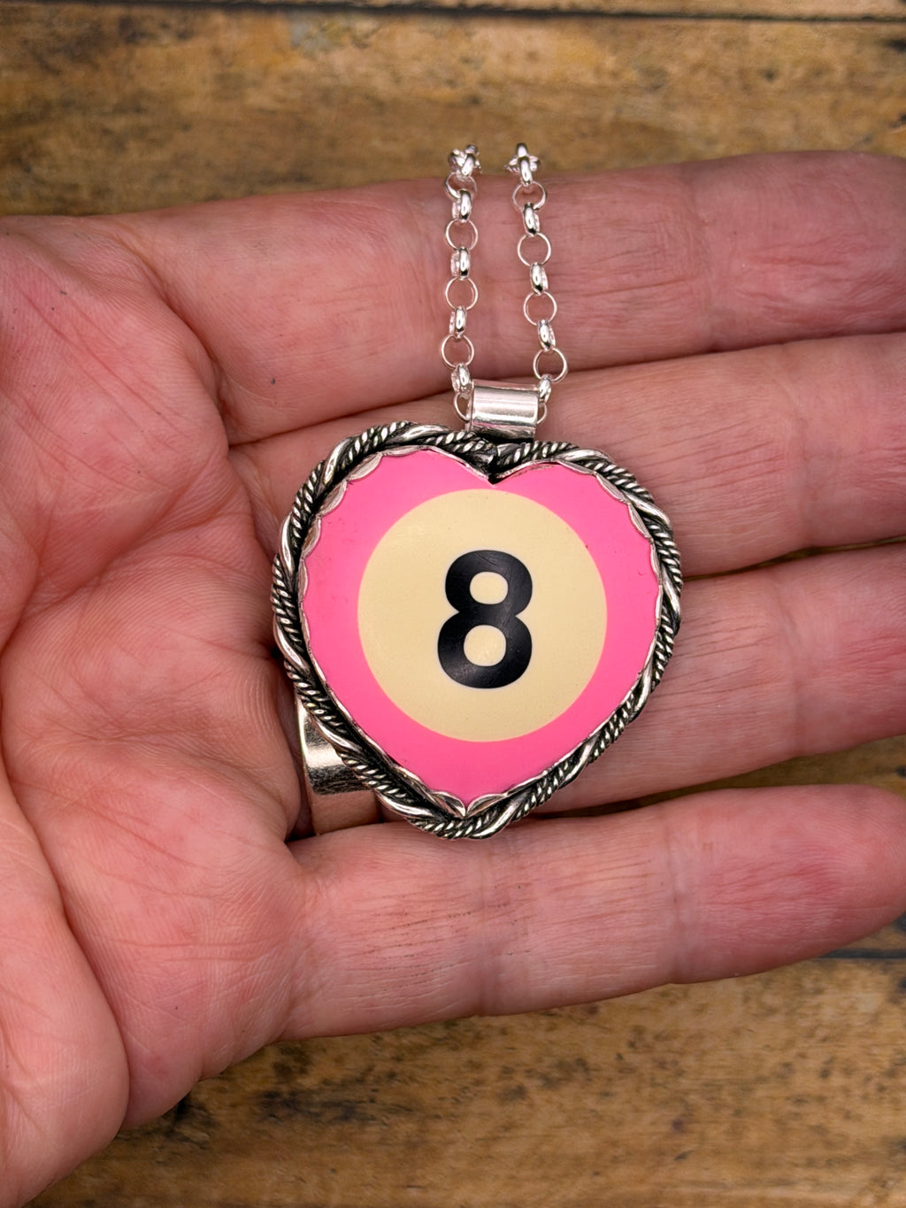 Scotty-Unique Pink Billiard 8-Ball Heart Pendant