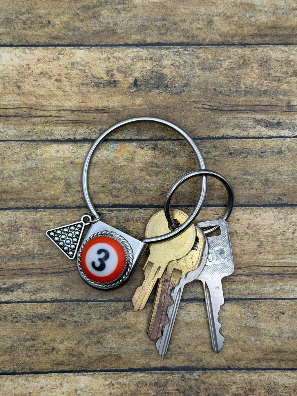 Sullivan-Round Safety Pin Keychain with Billiard Ball #3