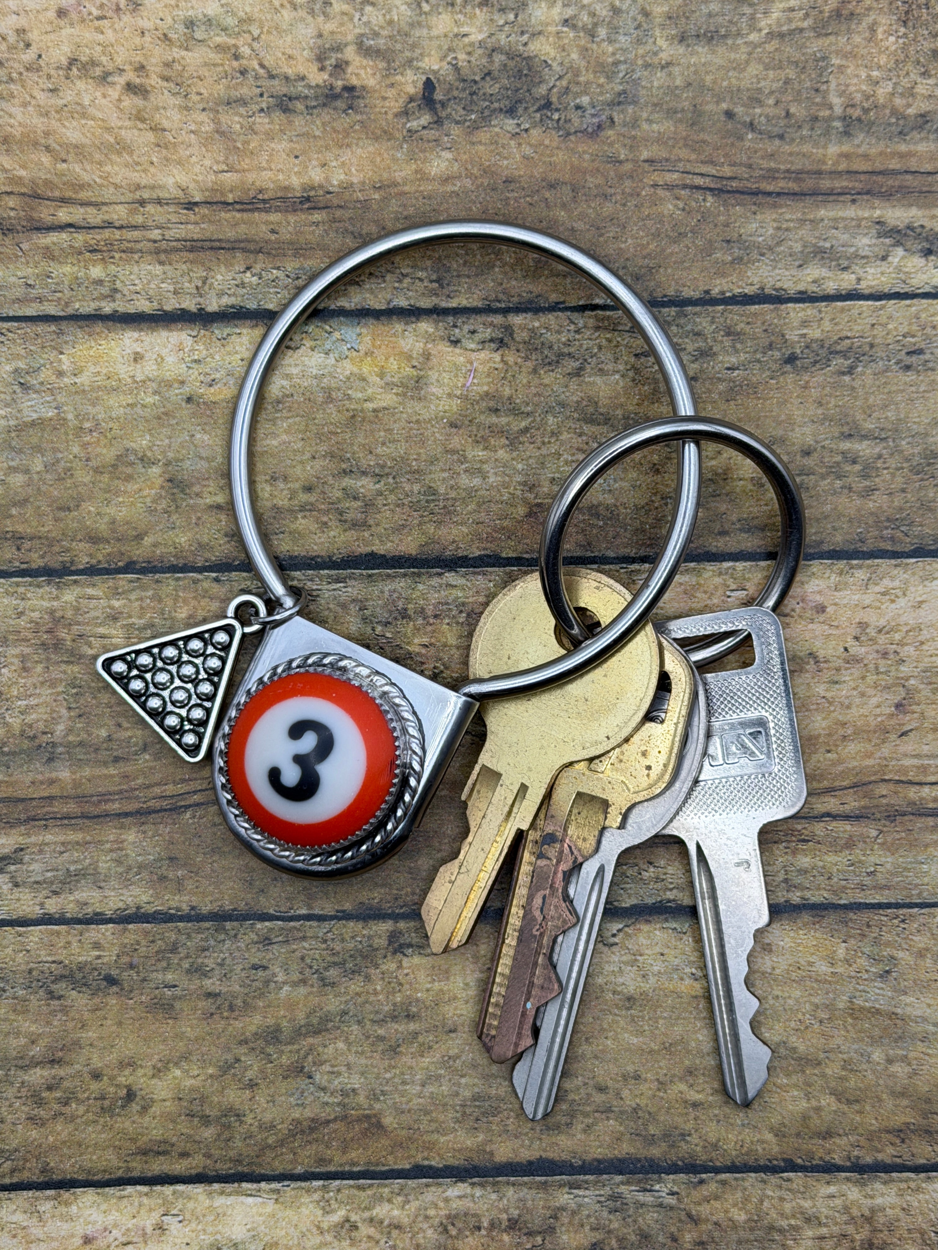 Sullivan-Round Safety Pin Keychain with Billiard Ball #3
