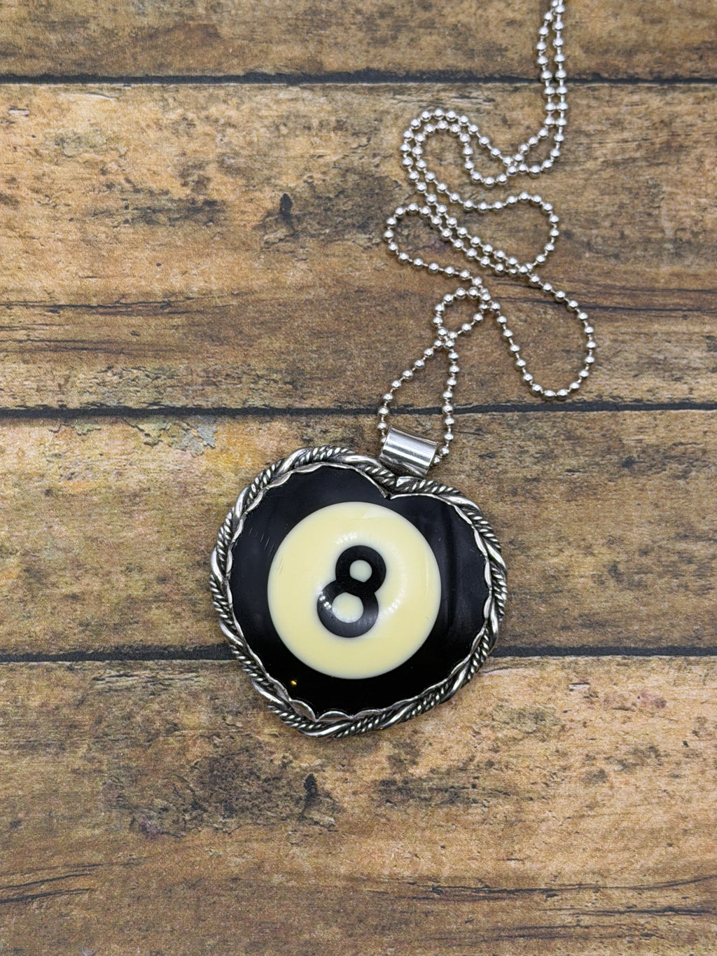 Skye – Vintage Billiard #8-Ball Heart Pendant | Rockabilly Jewelry | Statement Necklace