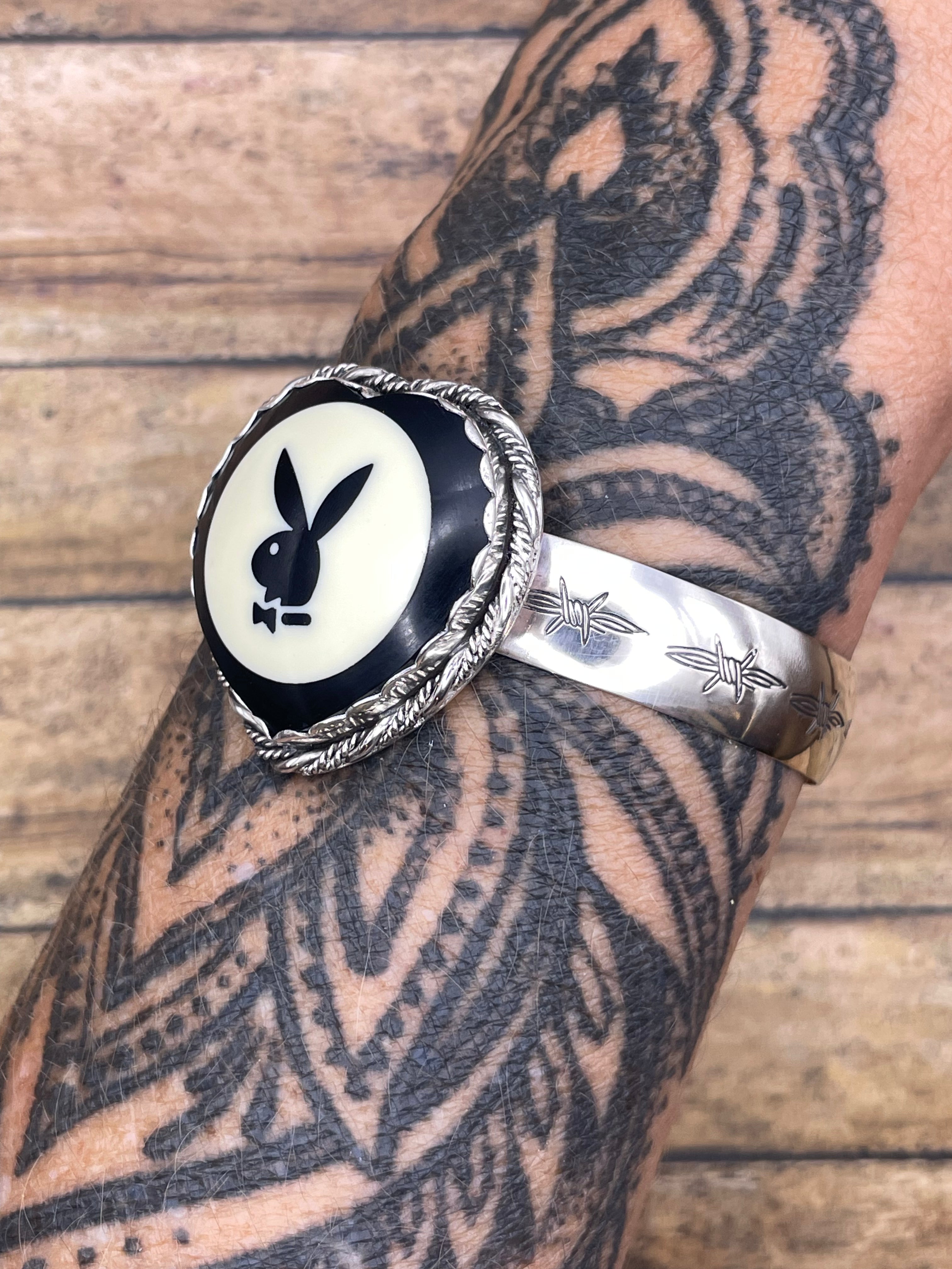 Peyton-MADE TO ORDER-Vintage 1998 Limited Edition Red Playboy Billiard Ball Heart Cuff