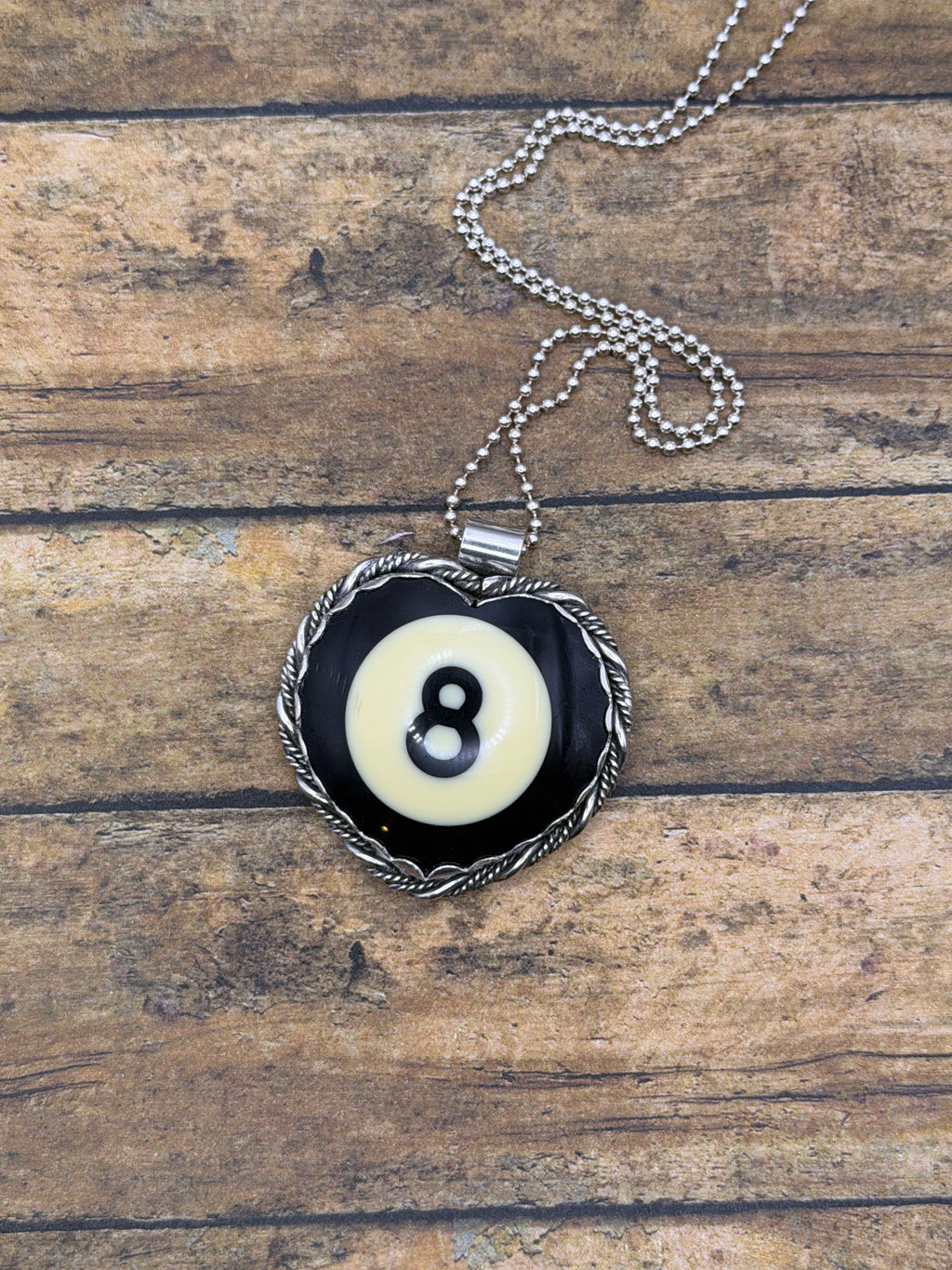Skye – Vintage Billiard #8-Ball Heart Pendant | Rockabilly Jewelry | Statement Necklace