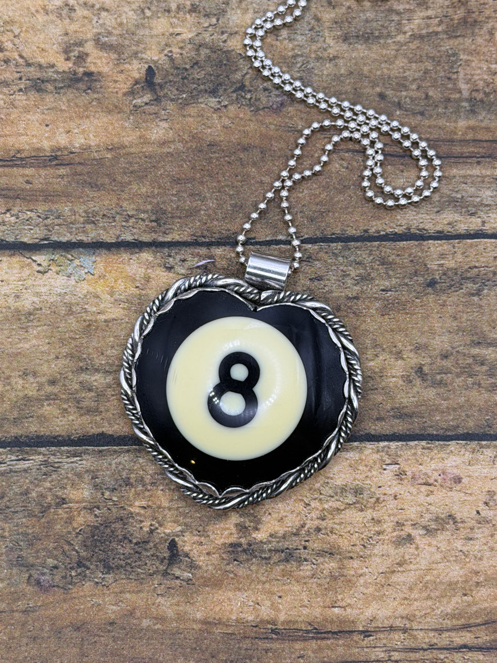 Skye – Vintage Billiard #8-Ball Heart Pendant | Rockabilly Jewelry | Statement Necklace