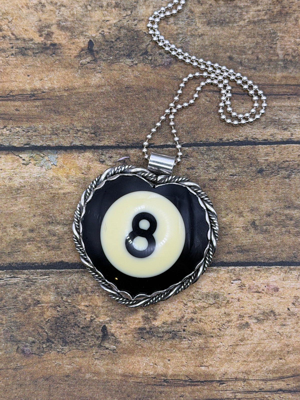 Skye – Vintage Billiard #8-Ball Heart Pendant | Rockabilly Jewelry | Statement Necklace